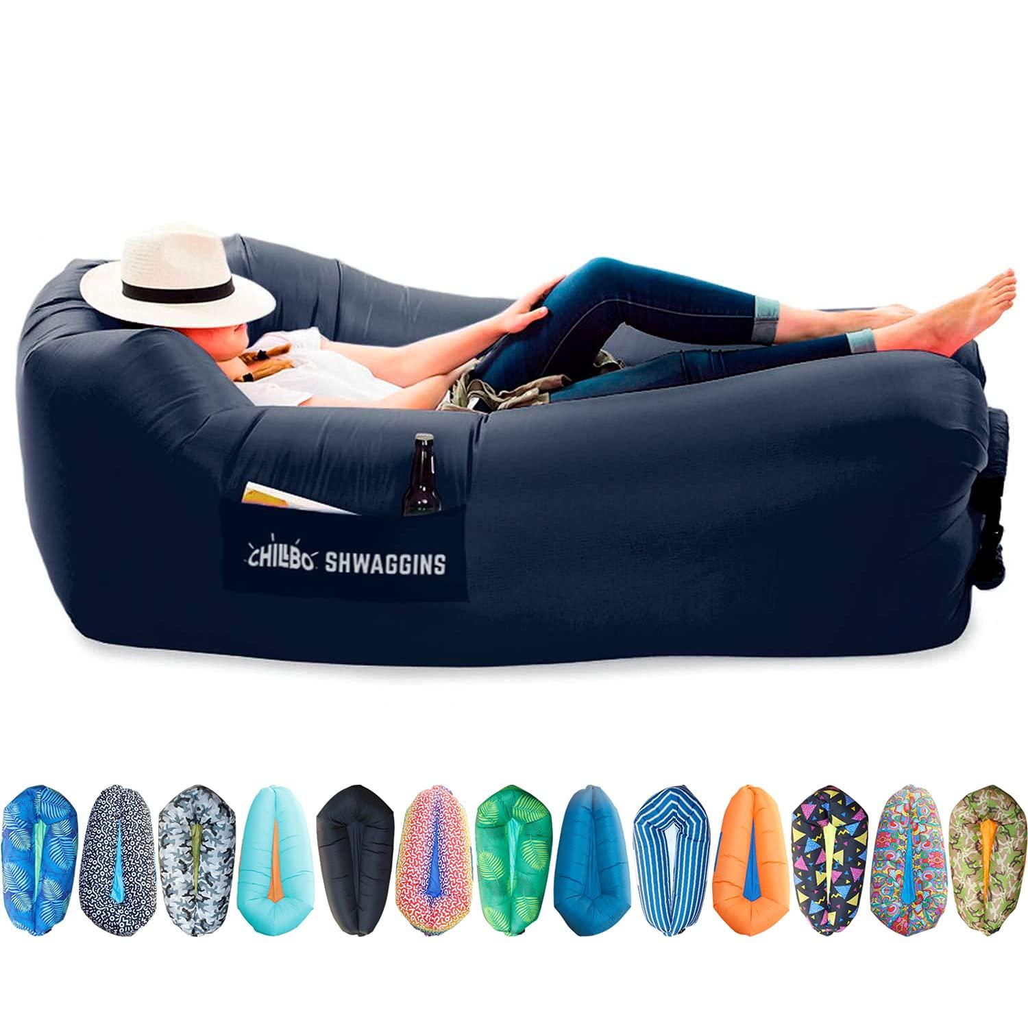 Chillbo Shwaggins Inflatable Couch – Cool Inflatable Chair Easy Setup is Perfect for Hiking Gear, Beach Chair and Music Festivals. (Royal Blue)