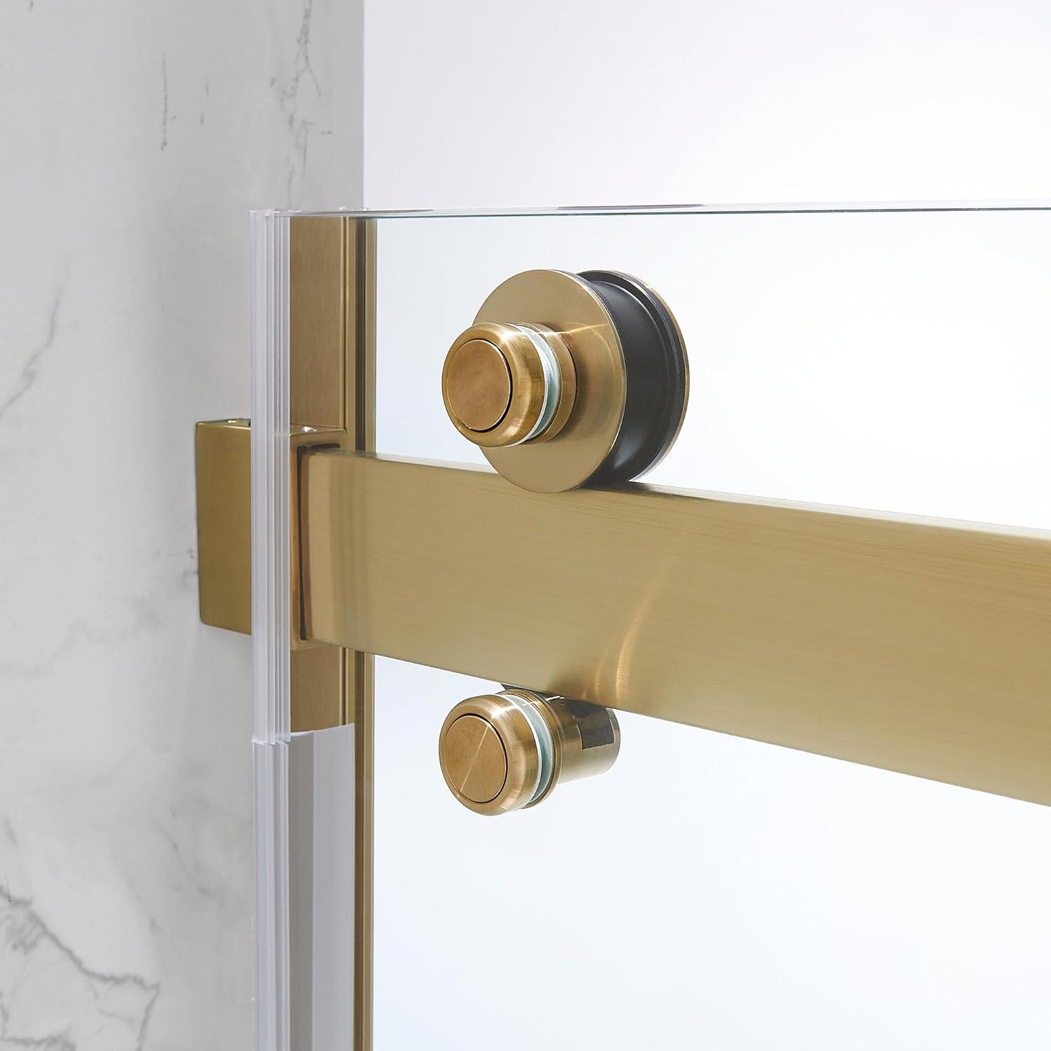 OVE Decors Bel Soft Close Gold 58-in to 60-in x 78.75-in Frameless Sliding Soft Close Shower Door