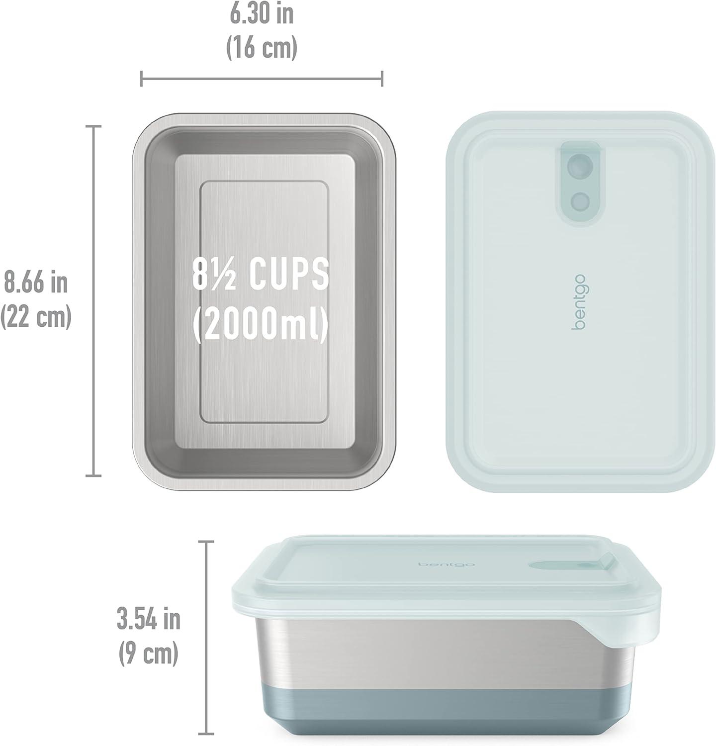 Bentgo Microsteel Heat and Eat Container Aqua: Leakproof Lunch & Snack Storage, BPA-Free, Dishwasher Safe, 8.5 Volume