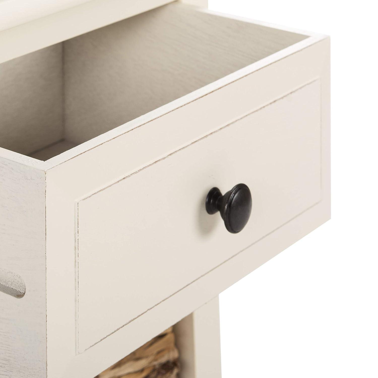 Everly Drawer Side Table - Vintage White - Safavieh.