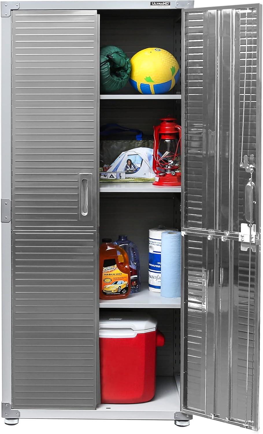 Seville Classics UltraHD Steel 2-Door Lockable Garage Storage Cabinet, 36 x 24 x 72, Granite Gray
