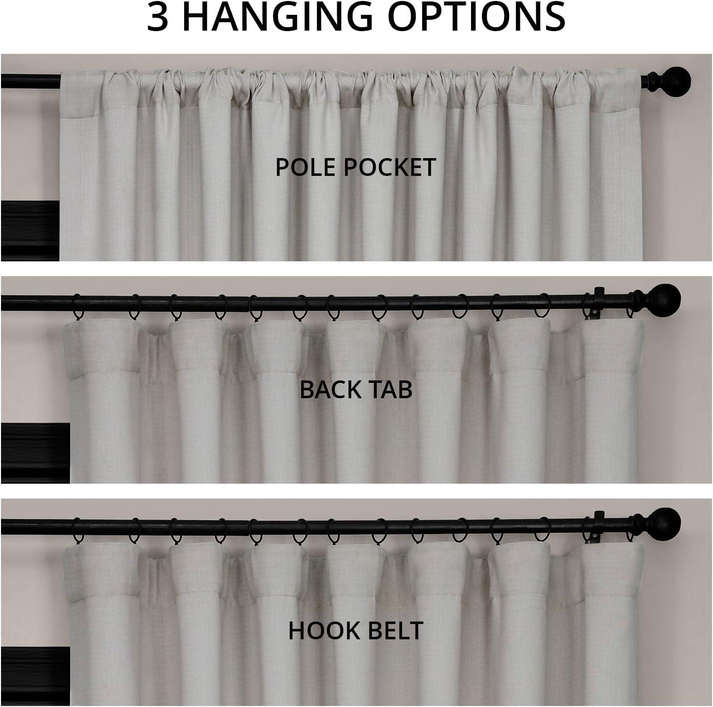 HPD Half Price Drapes Birch Extra Wide Faux Linen Room Darkening Curtains for Bedroom & Living Room Curtains (1 Panel), Door & Window Curtains 84 inches long, Rod Pocket curtains, 100W X 120L