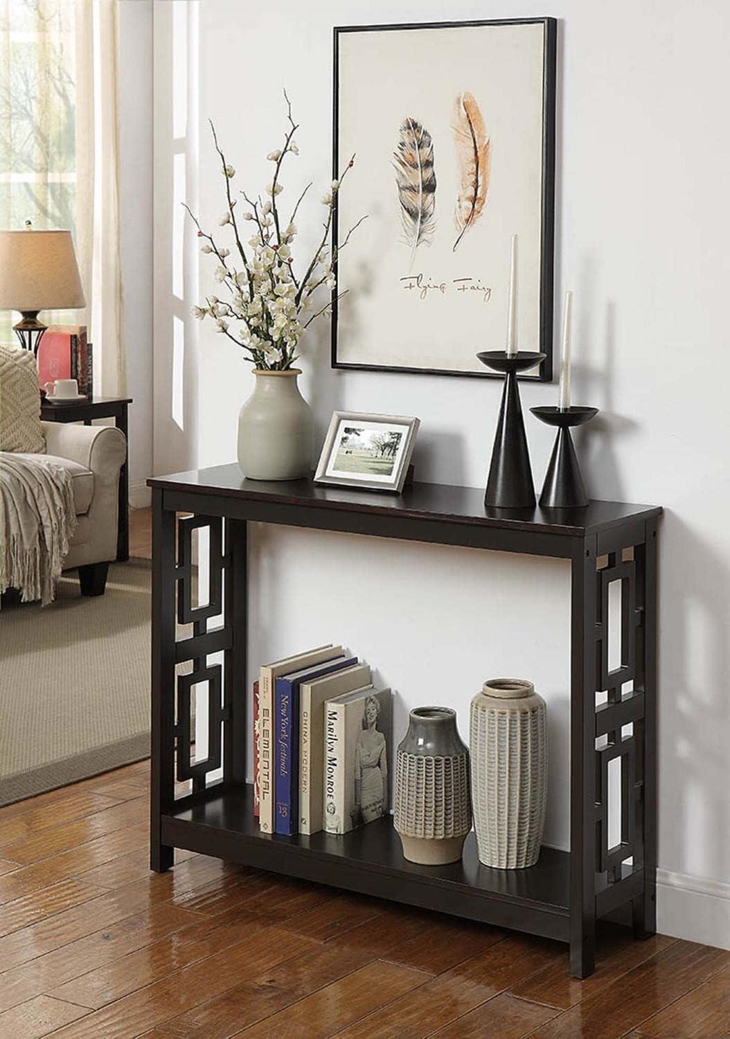 Town Square Espresso 40" Wood Console Table with Storage Shelf
