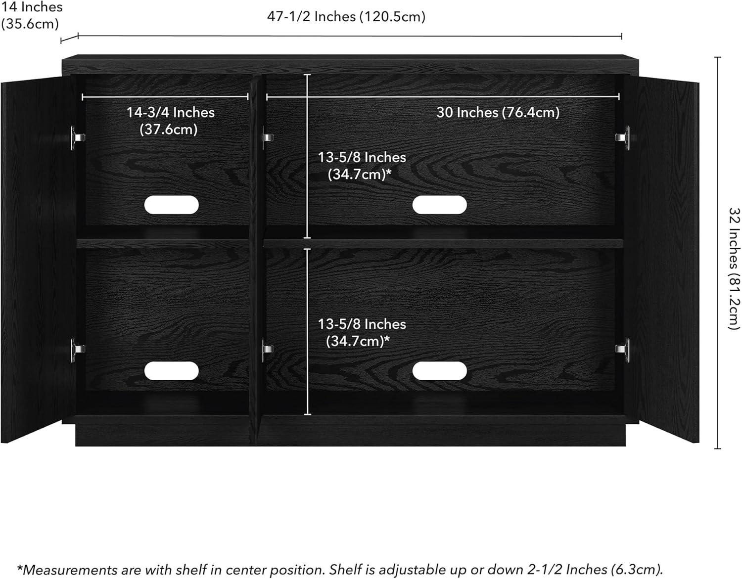 Evelyn&Zoe Alston 48" Wide Rectangular Buffet Table, Black Grain