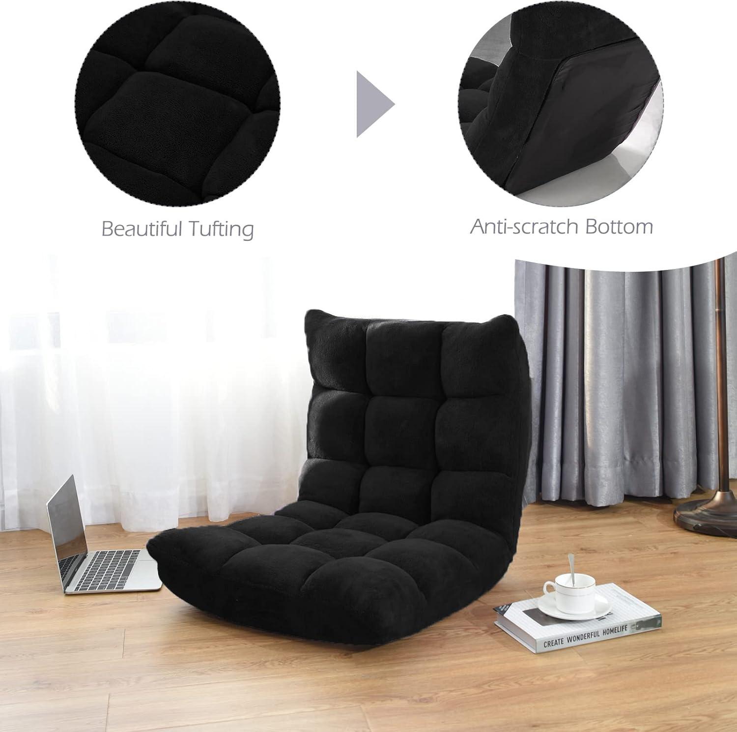 JYHOME Floor Chair  14-Position Adjustable Floor Chair with Back Support  Folding Padded Gaming Sofa Chair for Reading  Gaming  Meditation  Living Room Lazy Lounge Chair  Floor Video Gami