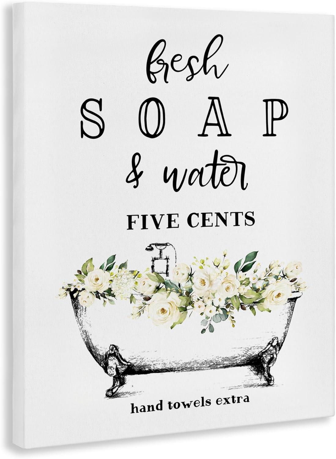 Stupell Industries Fresh Soap And Water Bath Tub Bathroom Design Canvas Wall Art by Lettered and Lined