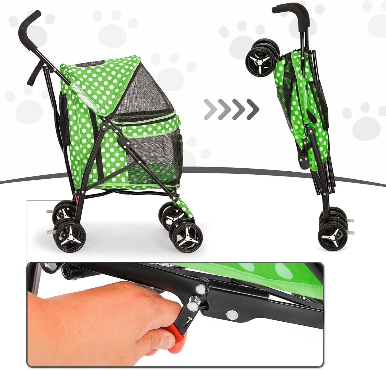 Magshion Pet Stoller Dog Cat Stoller Comfortable Lightweight Stroller With Adjustable Canopy