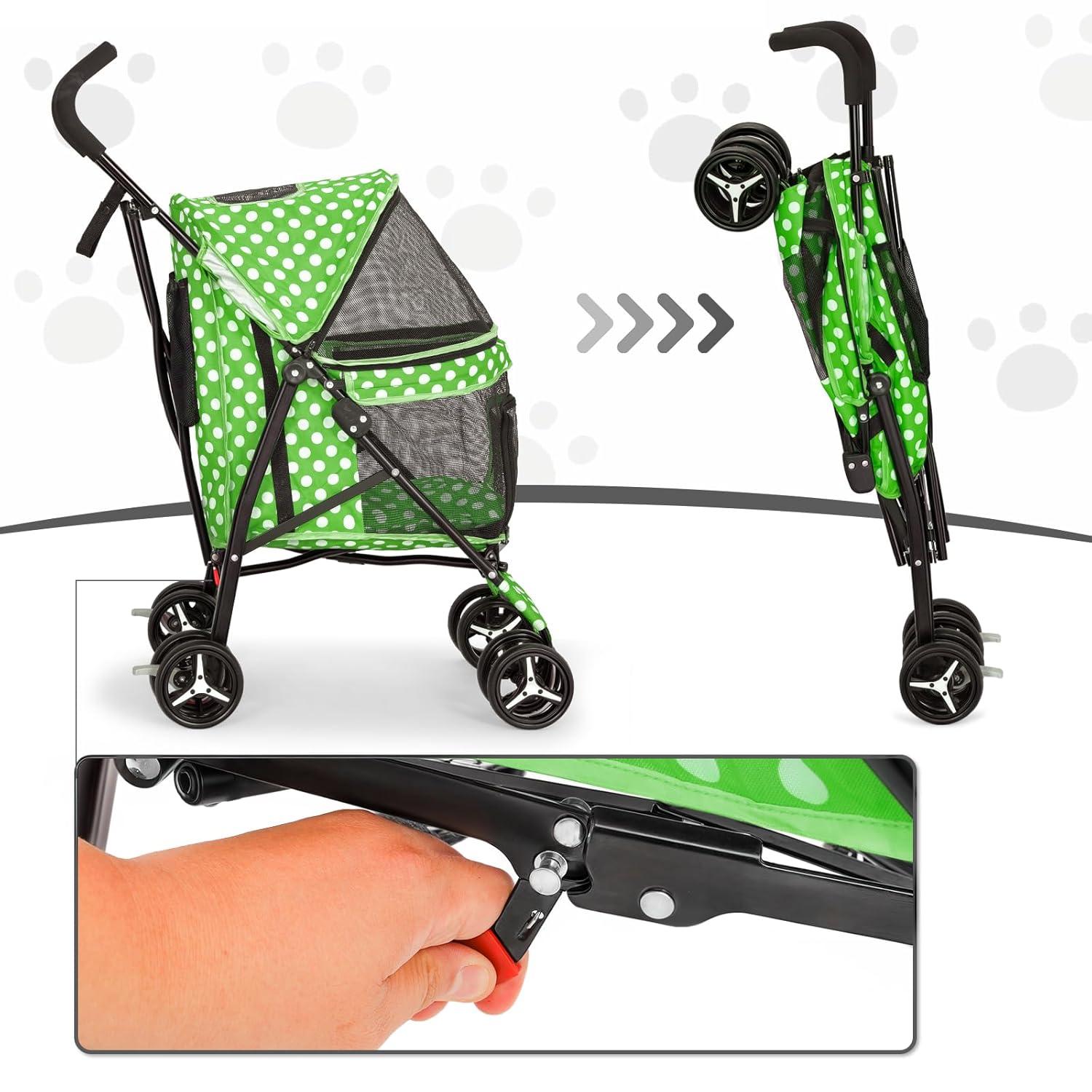 Magshion Pet Stoller Dog Cat Stoller Comfortable Lightweight Stroller With Adjustable Canopy