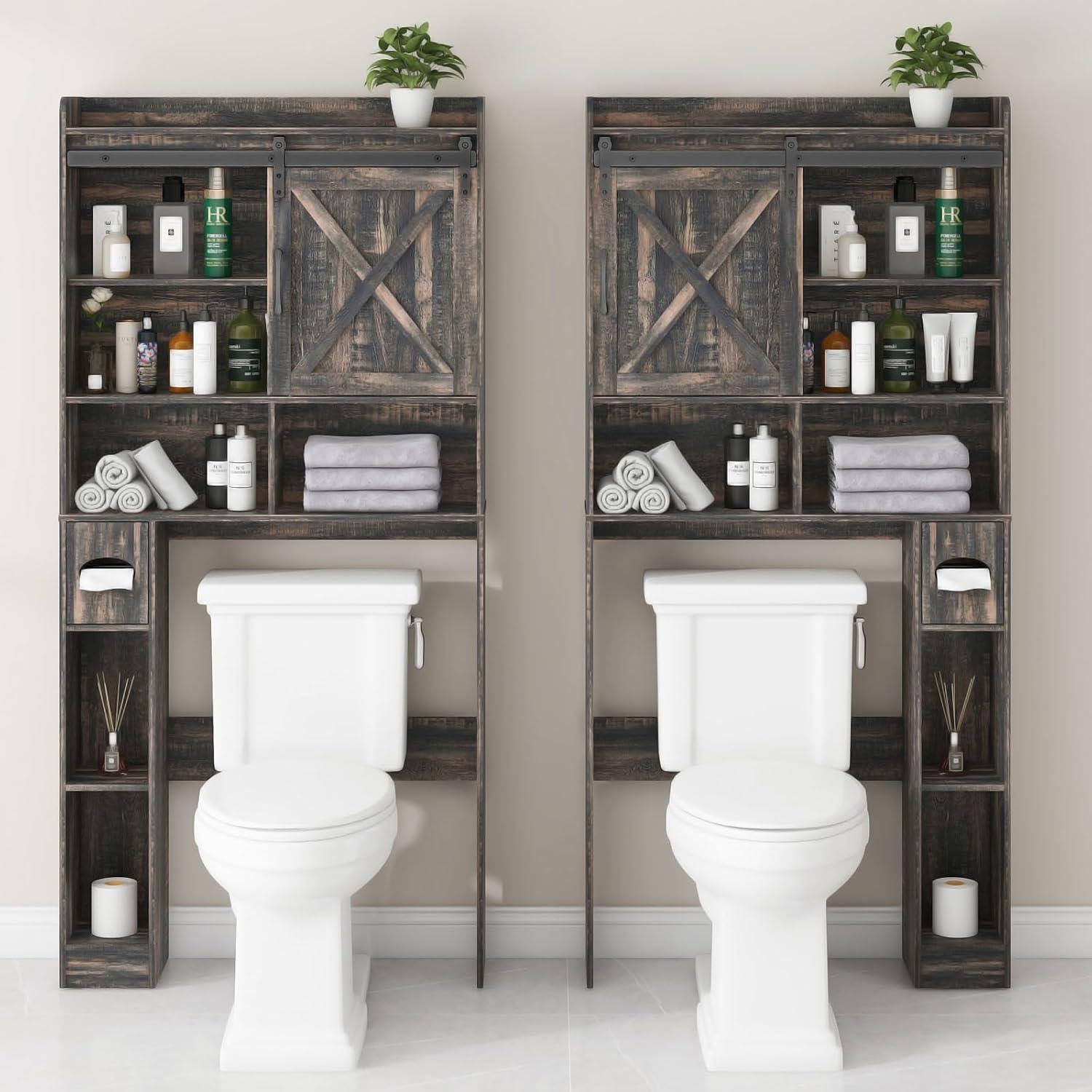 Gracie Oaks The Toilet Storage Cabinet, Farmhouse Storage Cabinet Over Toilet with 2 Barn Doors