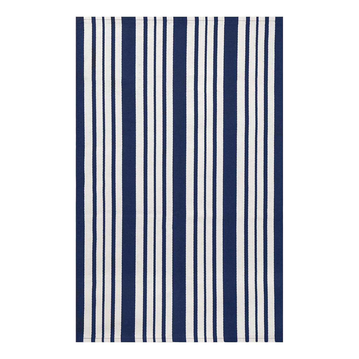 IOHOUZE Navy and White Striped Rug 2'x3' Front Door Rugs, Small Washable Area Rug for Front Porch, Spring Summer Doormats Outdoor Indoor, Cotton Rugs for Entryway Porch Entrance