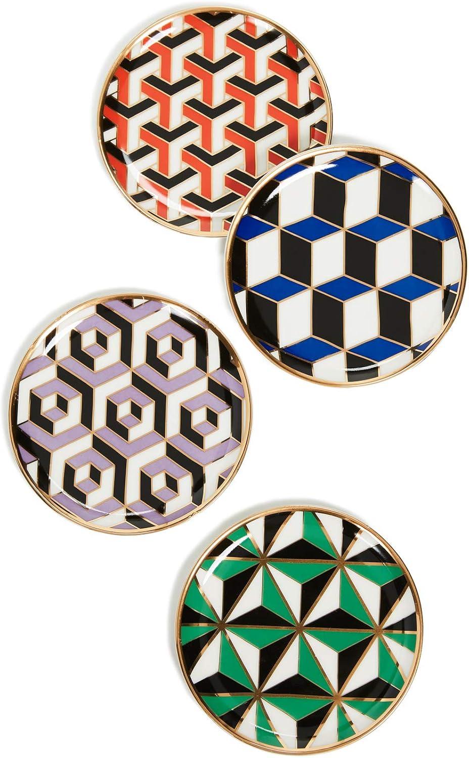 Versailles Multicolor Ceramic Geometric Coaster Set