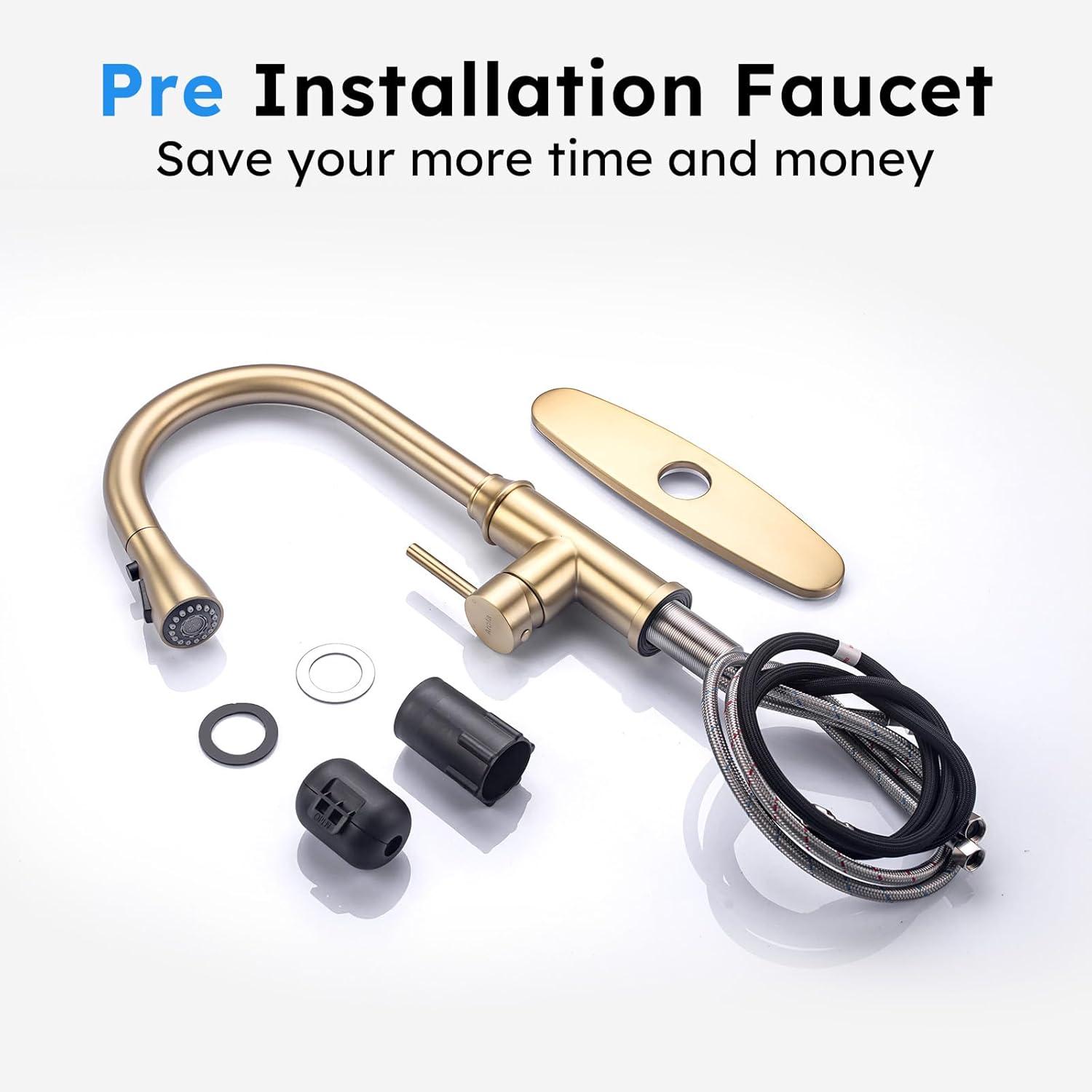 GAGALIFE Single Handle Pull Down Sprayer Kitchen Faucet High Arc Stainless Steel Faucet with 3-Function Sprayer JJL-CL-PT-SDP-C