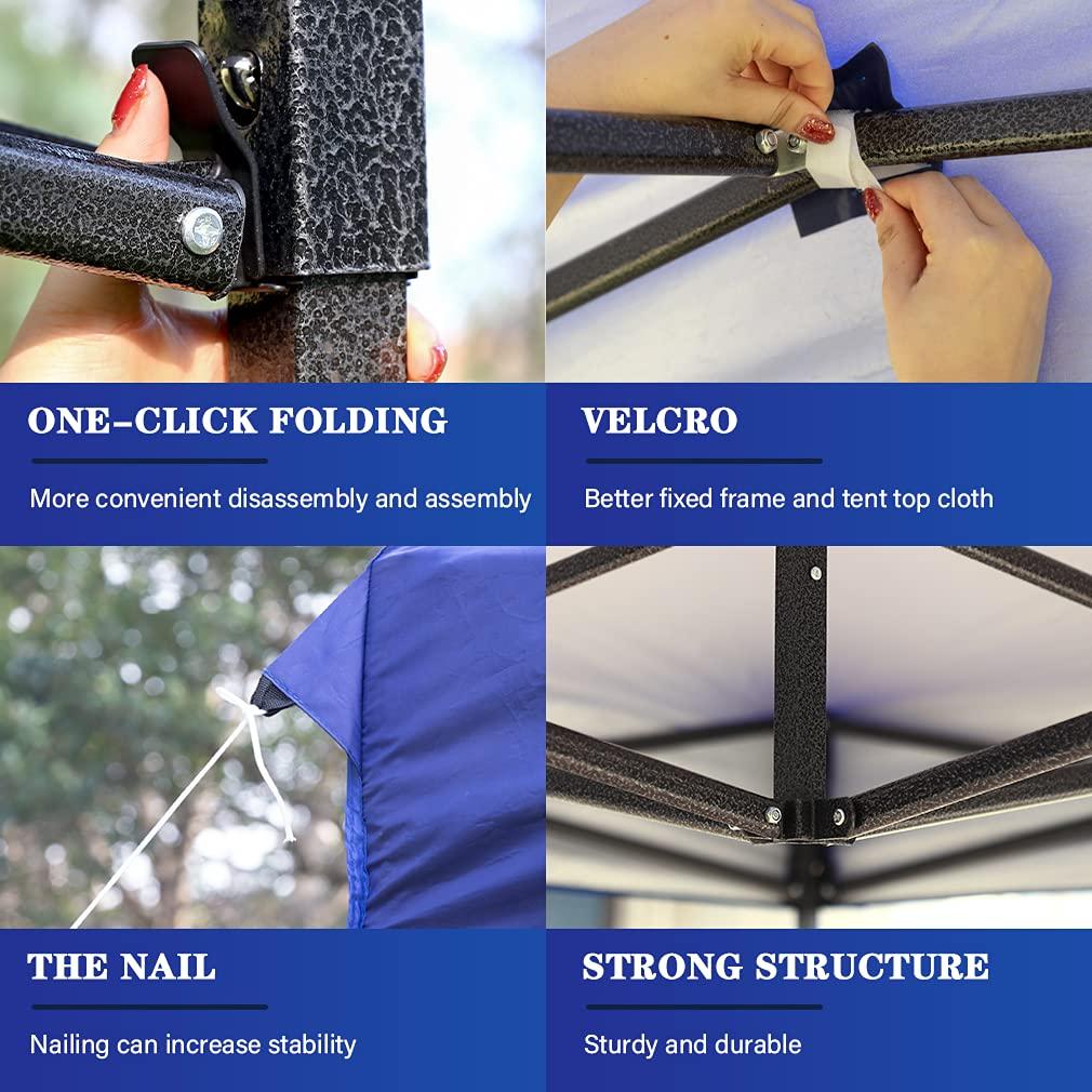 YRLLENSDAN Pop Up Canopy 10x10, Pop Up Tents for Parties 10x10 Outdoor Canopy Pop Up Tent Canopy Waterproof Canopy UV Protection Shade Tent for Backyard Popup Tent 10x10, Blue