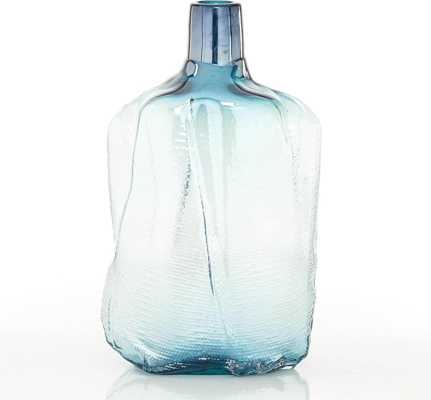 DecMode 16" Blown Blue Glass Vase