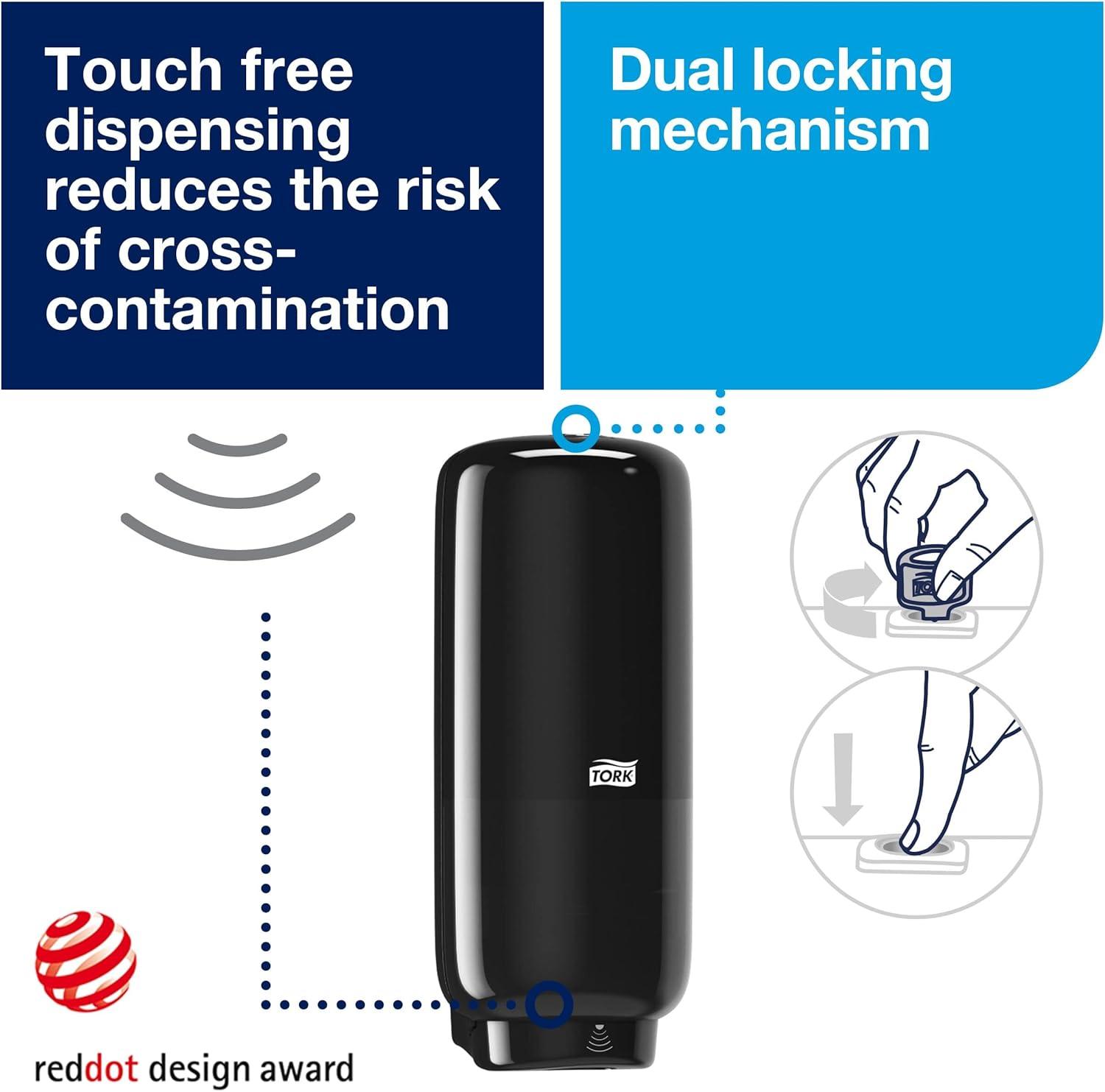 Tork Intuition™ Sensor Skincare Dispenser Black S4, for Hand Soap and Hand Sanitizer, Elevation Range, 571608 (x4)