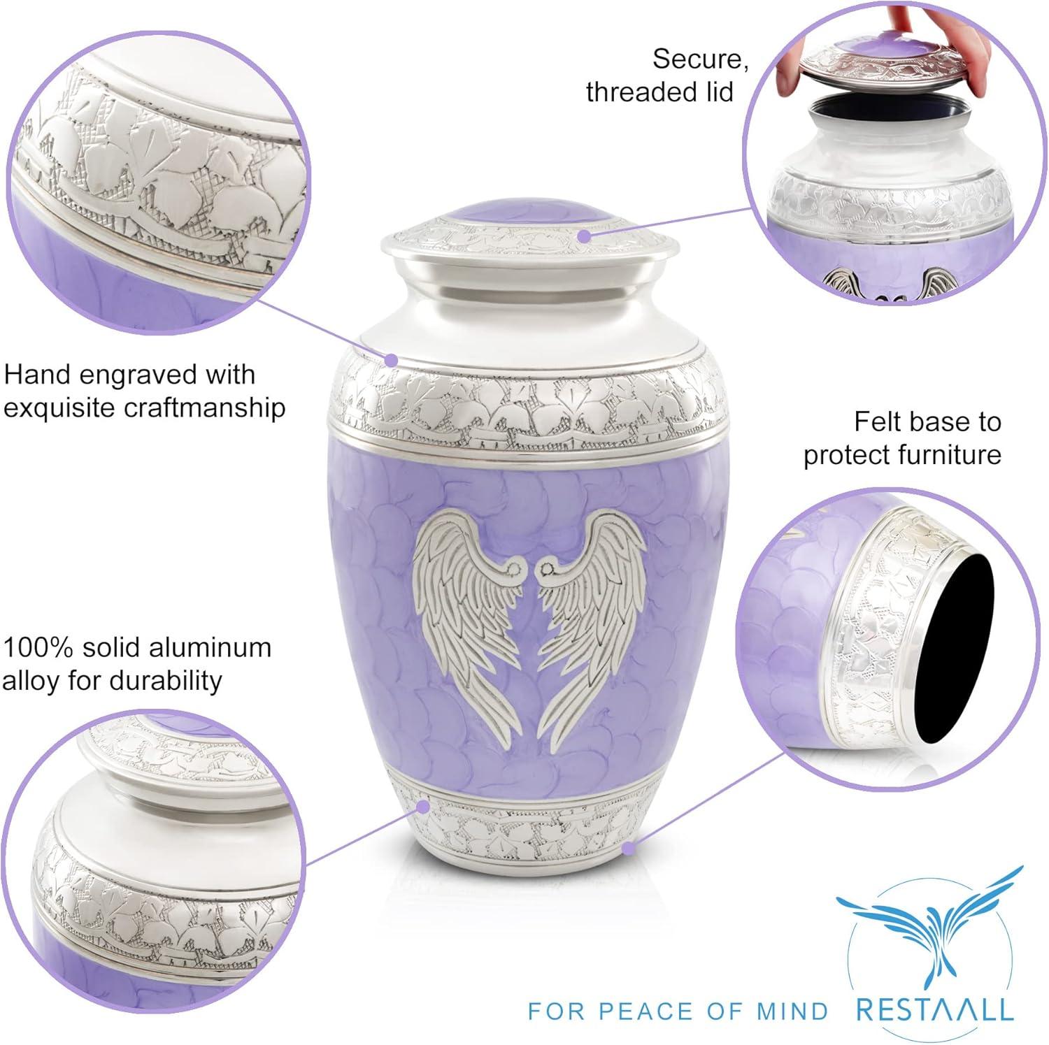Extra Large Urns for Adult Male Up to 300 Pounds. Purple Cremation urns for Human Ashes Adult Female. Decorative urn for Human Ashes by Restaall