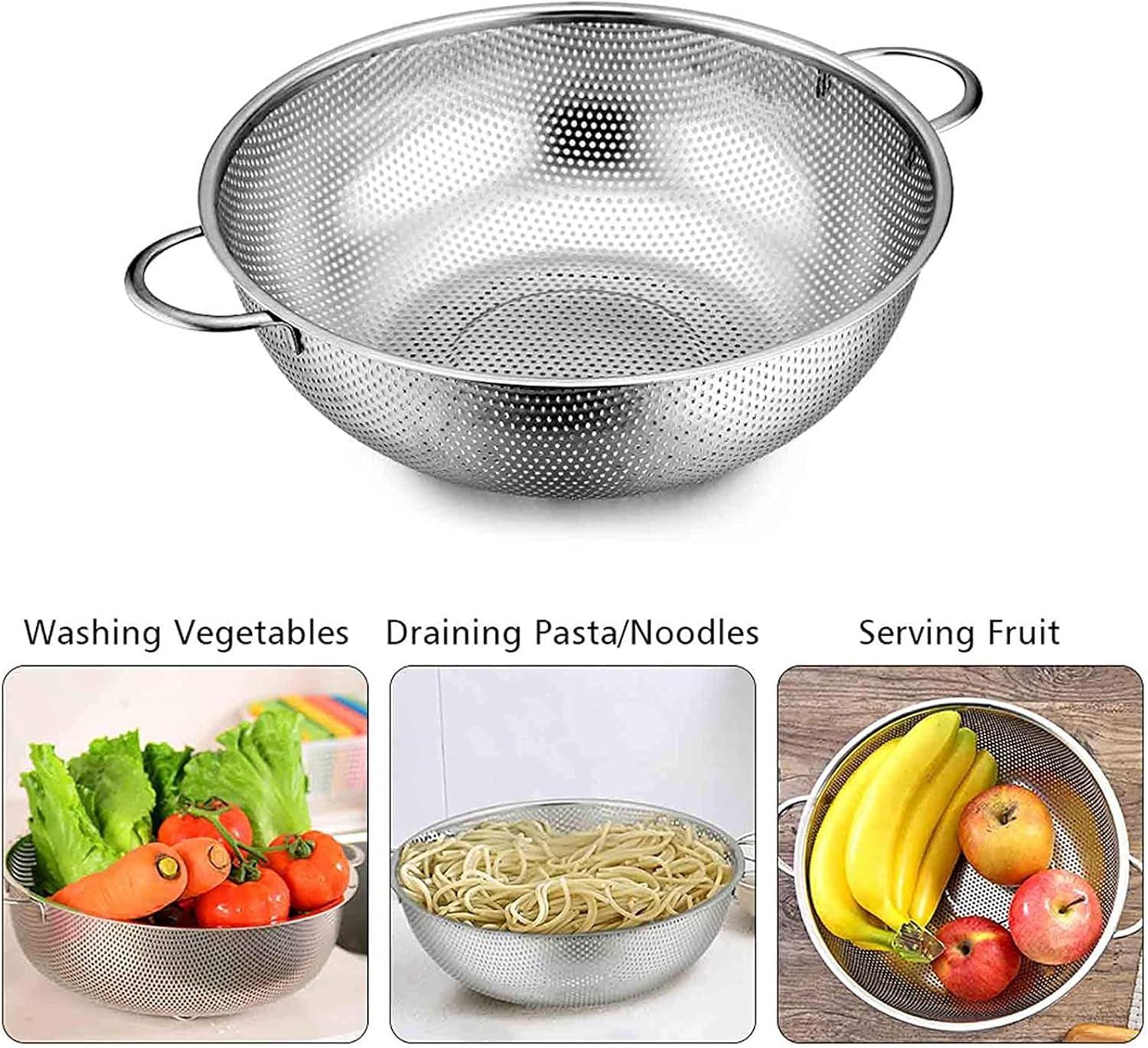 Stainless Steel Fine Mesh Colander Strainer Rice Pasta Spaghetti Noodles Veg✨z J5B5