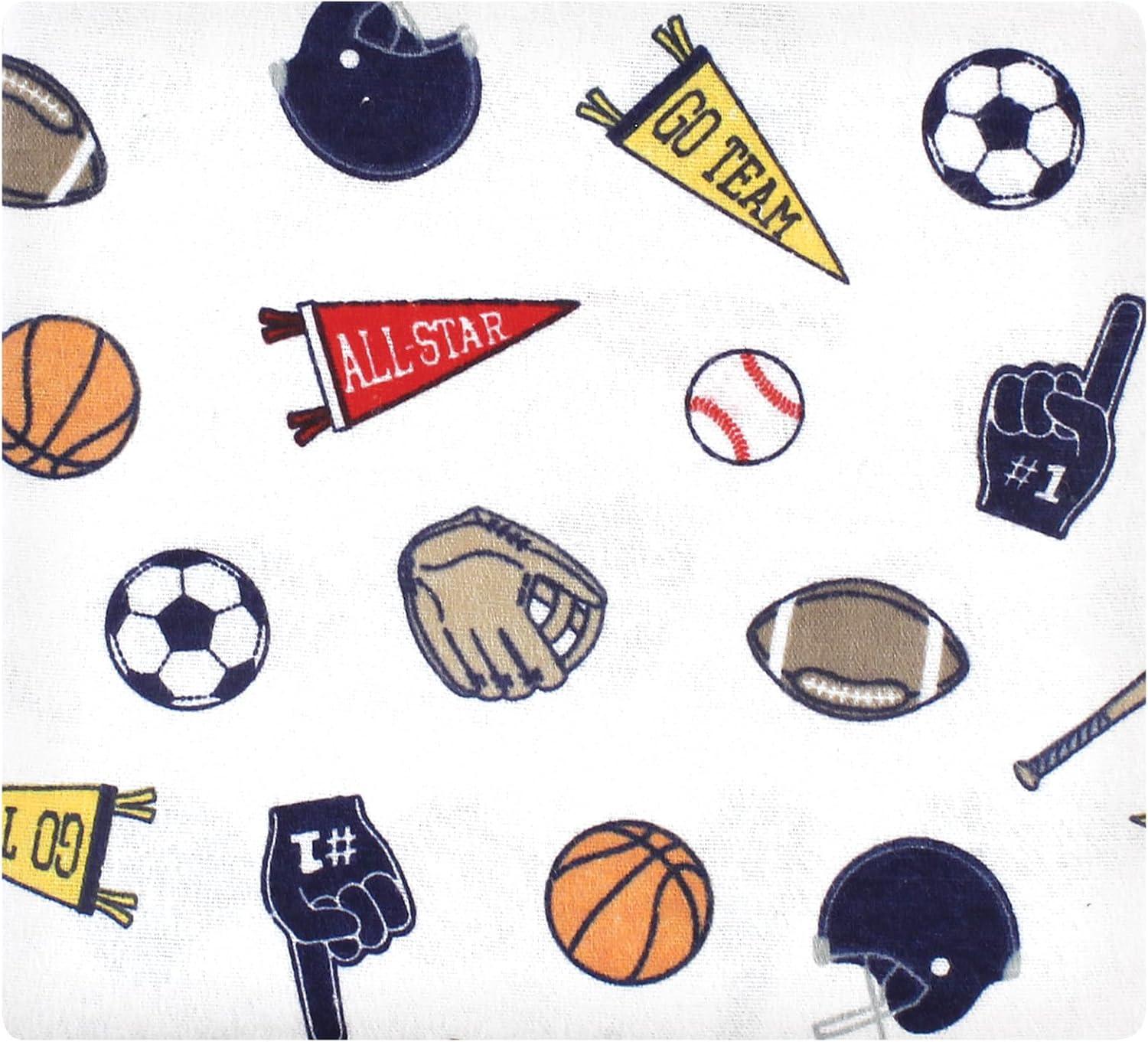 Hudson Baby Infant Boy Cotton Rich Flannel Receiving Blankets, Sports Fan, One Size