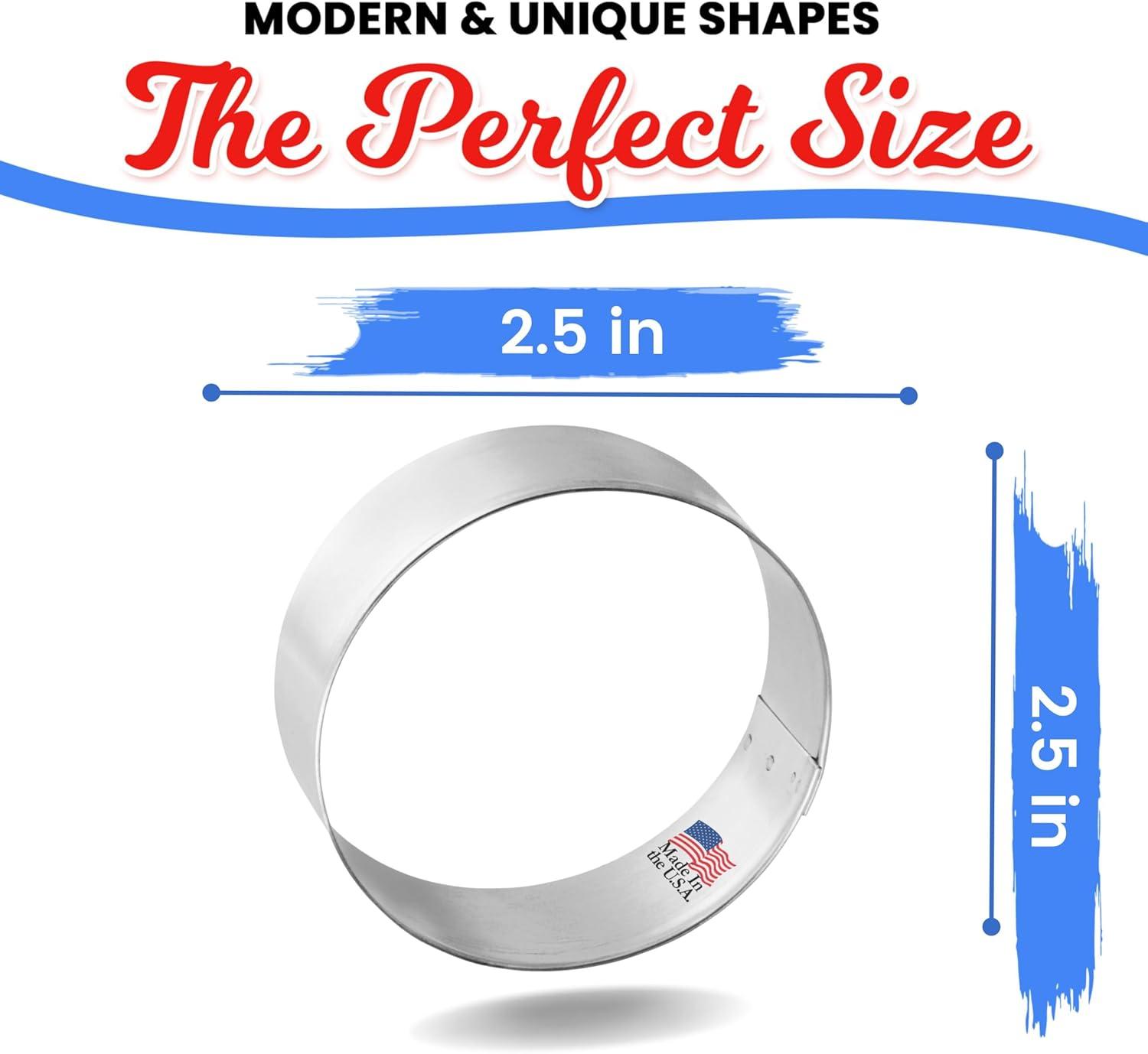 Foose Round Cookie Cutter 2.5 Inch –Tin Plated Steel Cookie Cutters – Round Cookie Mold