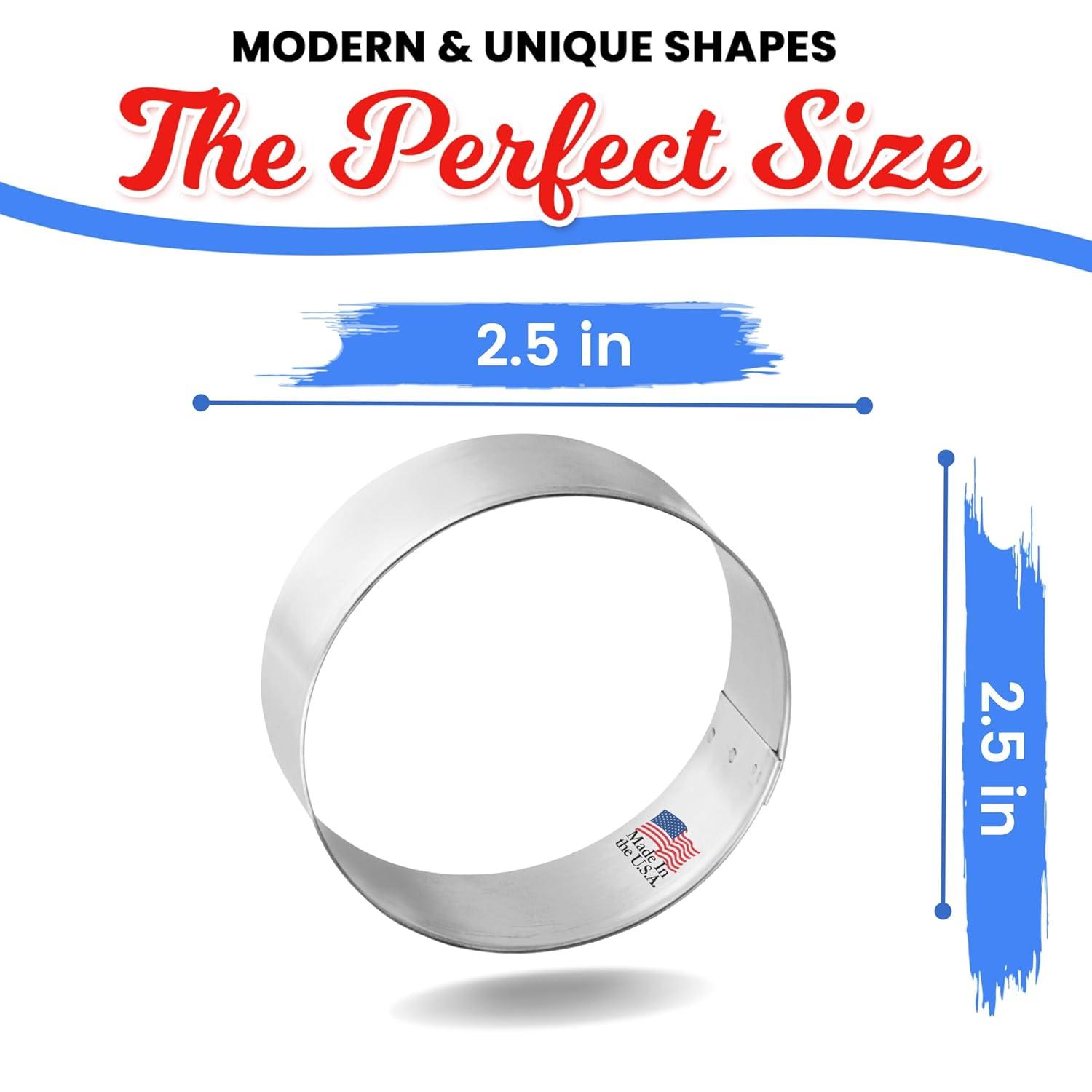 Foose Round Cookie Cutter 2.5 Inch –Tin Plated Steel Cookie Cutters – Round Cookie Mold