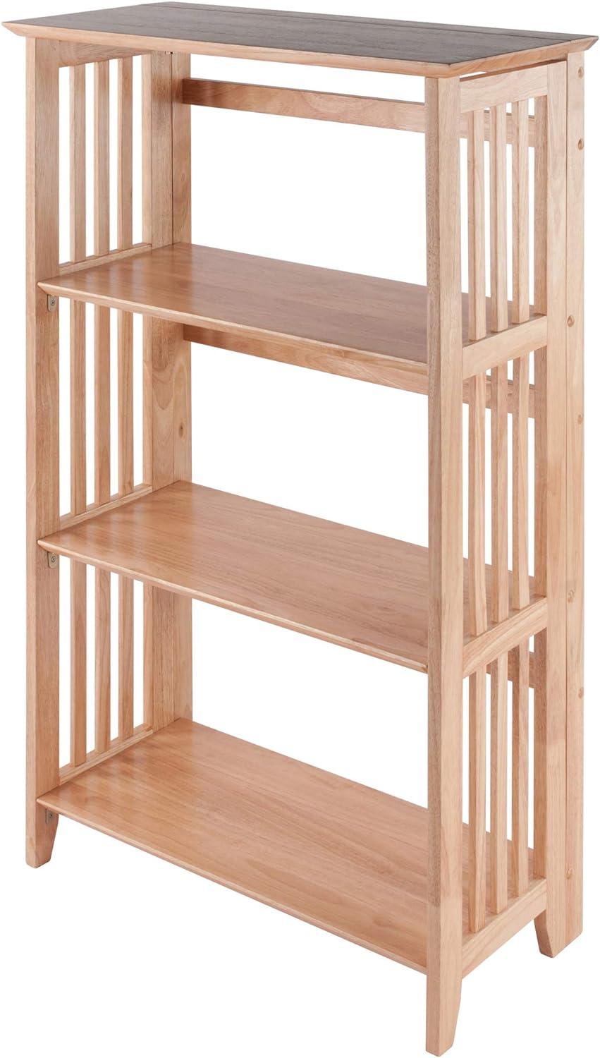 42" 4 Tier Foldable Bookshelf Natural - Winsome: Beech Wood, Slatted-Side, Home Office Storage