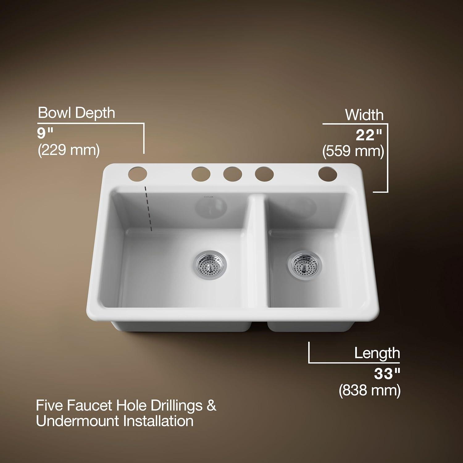 Riverby 33" L x 22" W Double Basin Undermount Kitchen Sink