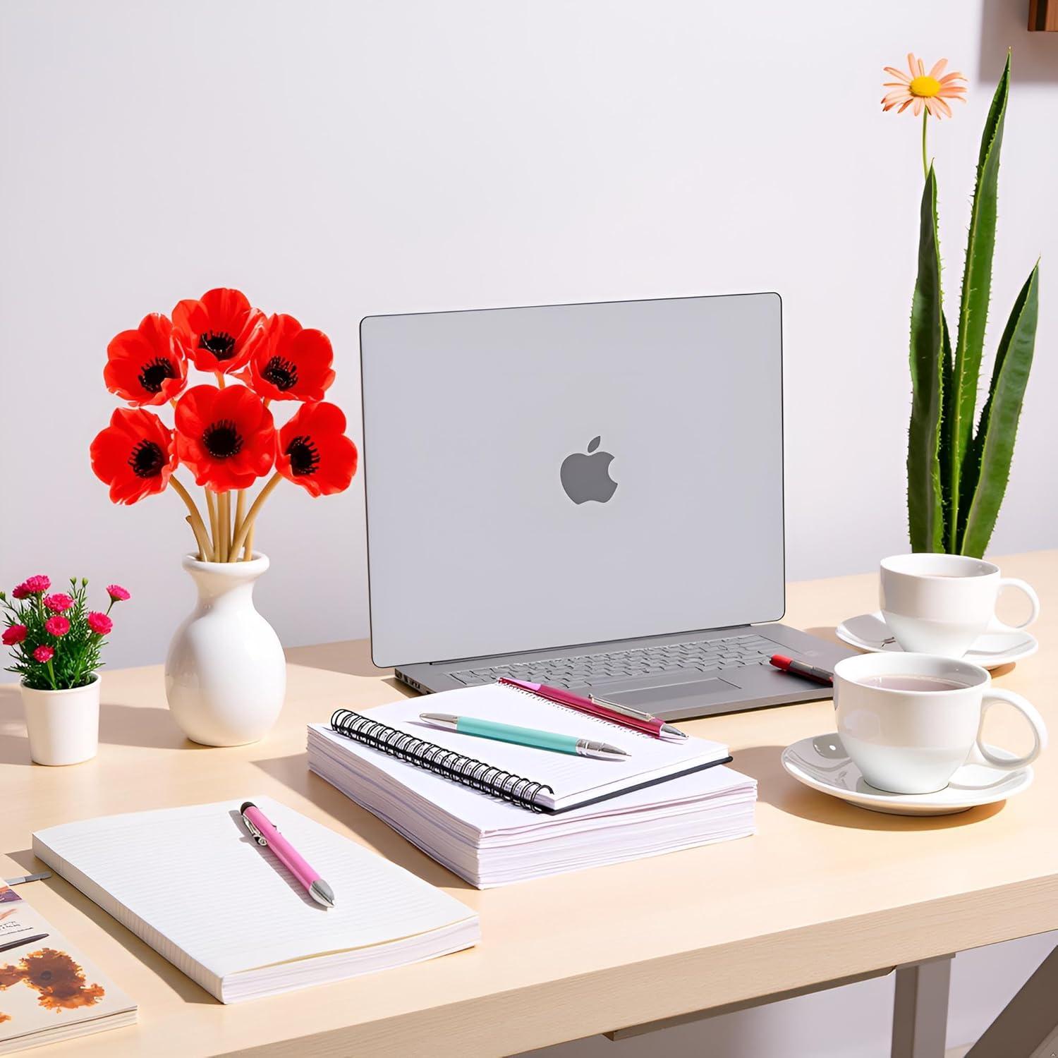 Floral Kingdom Artificial Anemone Poppy, Real Touch Latex, Red, 10 Inch, 8 Pack for Home and Wedding Table Decor, All Season