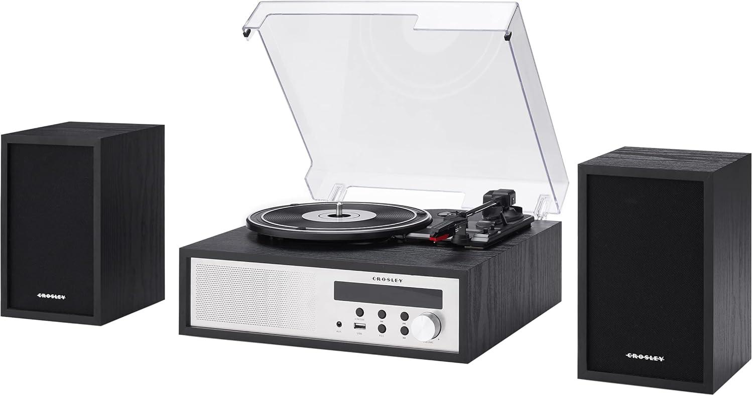 Crosley Sloane Shelf System Vinyl Record Player - Black