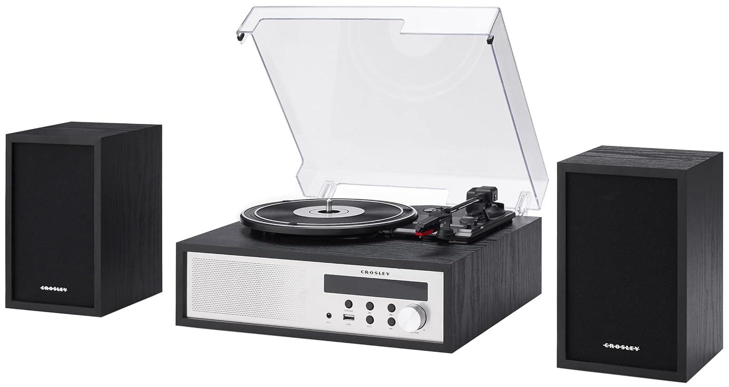 Crosley Sloane Shelf System Vinyl Record Player - Black