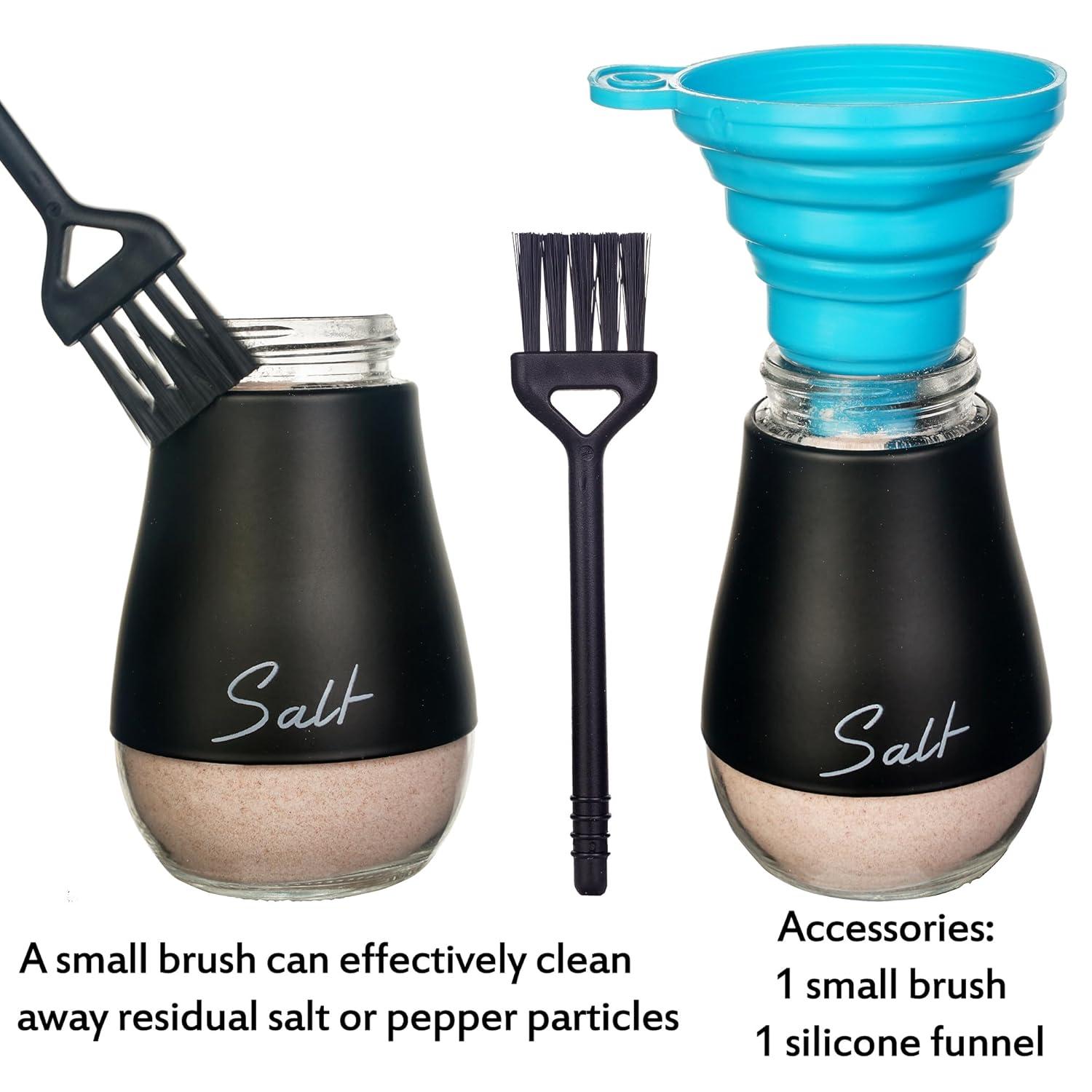 Juvale Stainless Steel Salt and Pepper Shakers Set with Glass Bottom, Perforated "S" and "P" Caps - Modern Kitchen Decor (4oz)