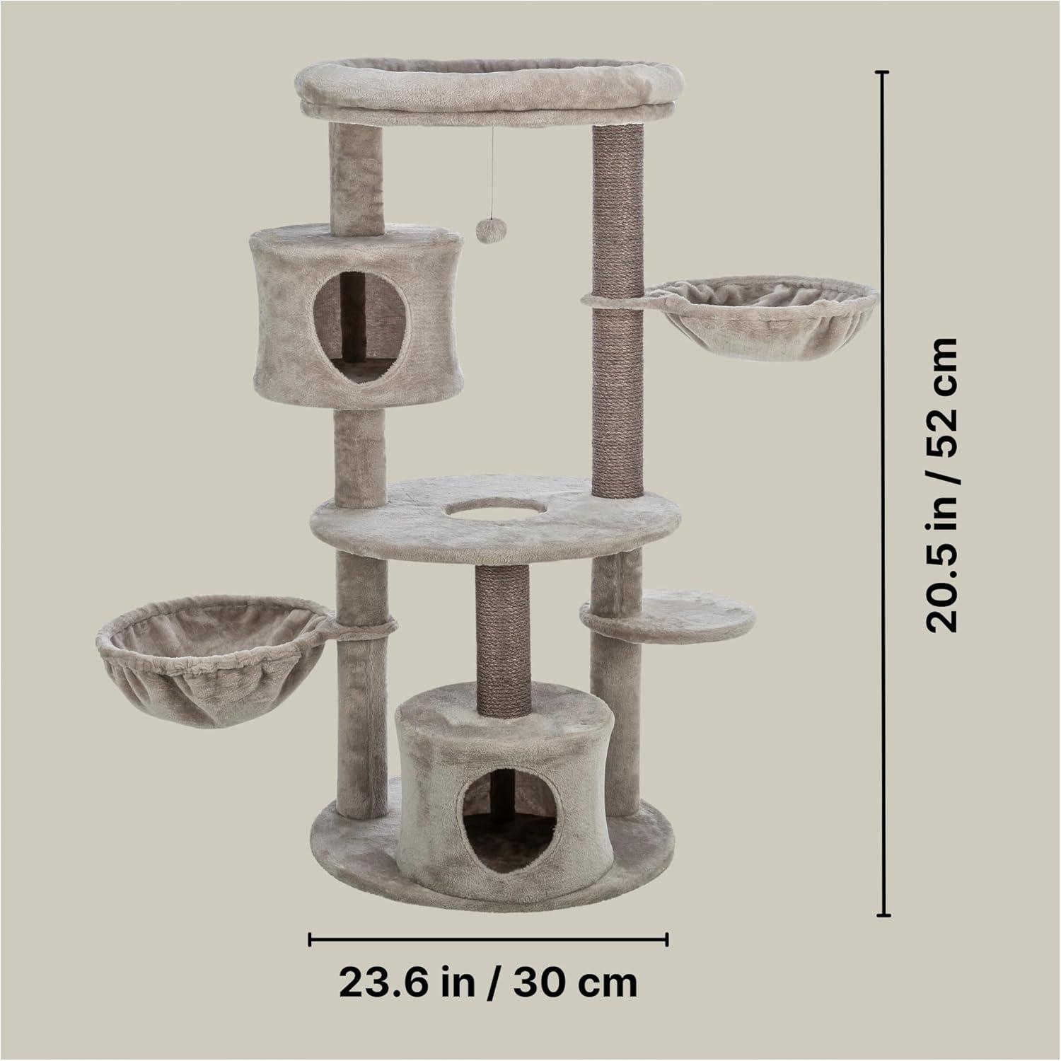 TRIXIE TRIXIE Anna 50-in Cat Tree, Jute Scratching Posts, Cat Tower with Condos, Hammocks, Platforms, Hanging Cat Toy