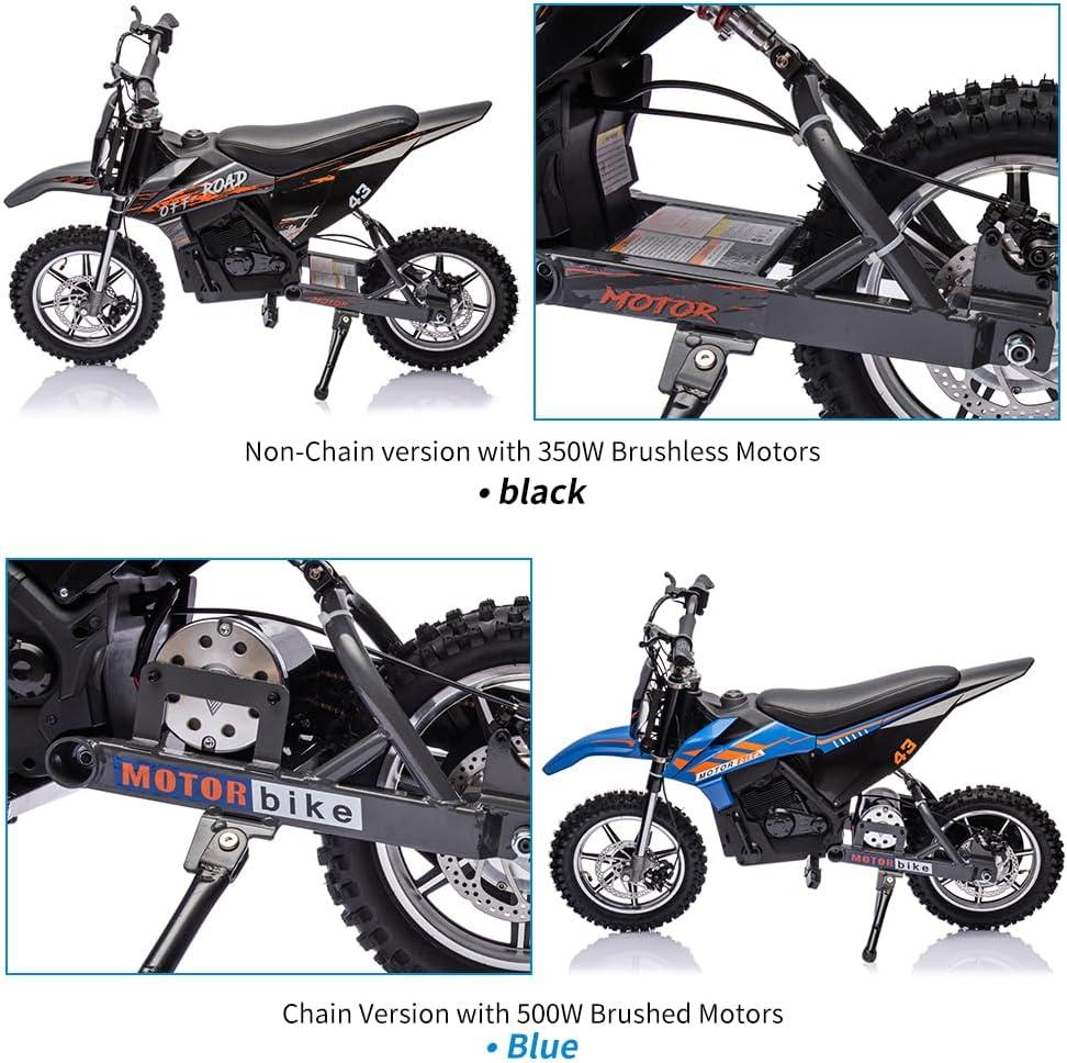 Blue 36V Electric Dirt Bike with LED Headlight