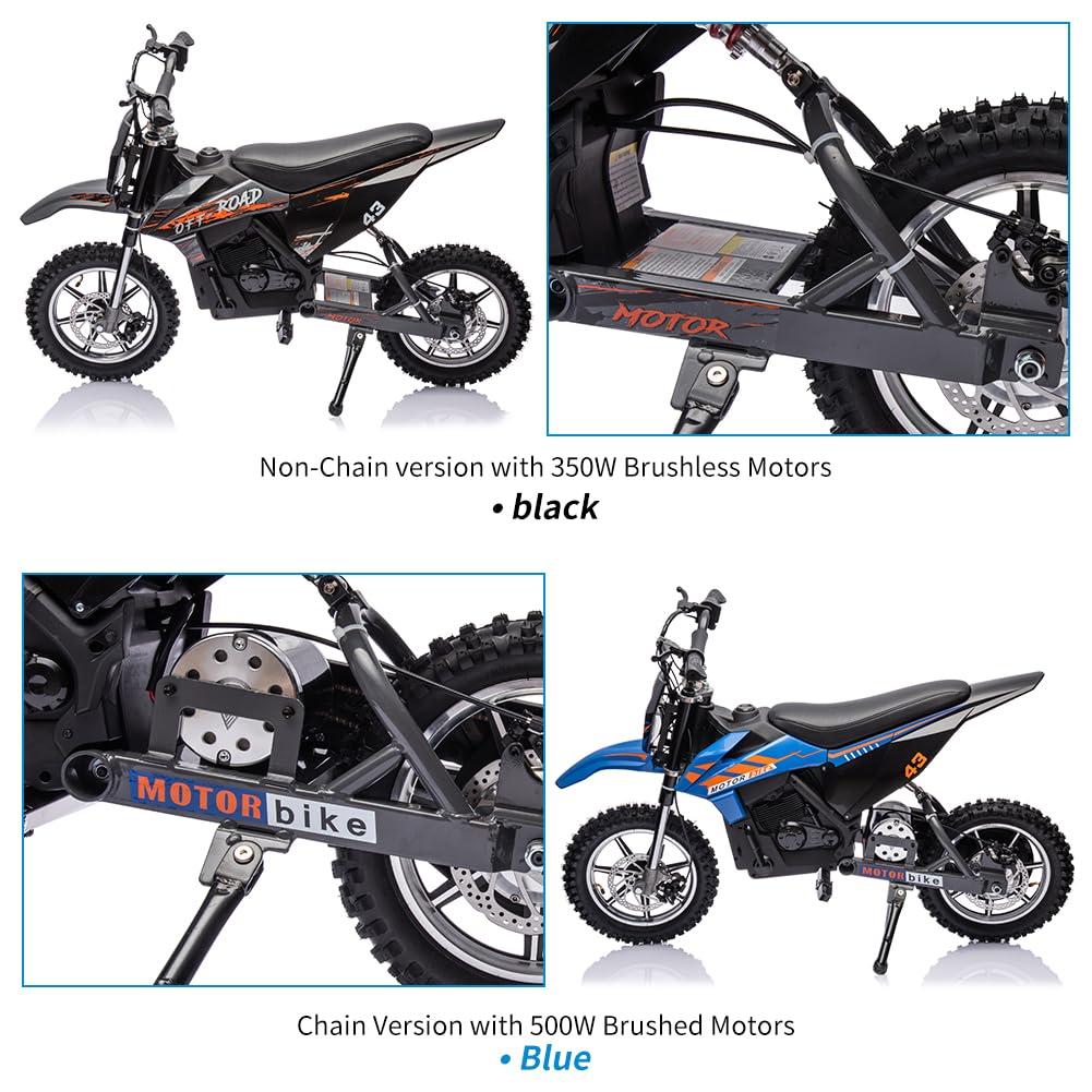 Blue 36V Electric Dirt Bike with LED Headlight
