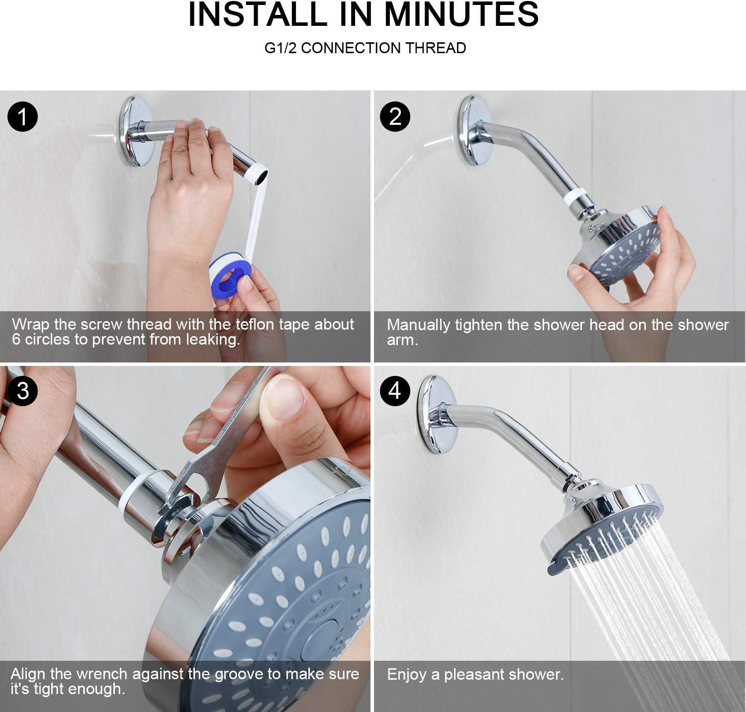 HOPOPRO 5-Mode High Pressure Shower Head - The Washington Post, NBC News, Today TV Show Recommended - High Flow Fixed Showerheads (4 Inch Brushed Nickel)