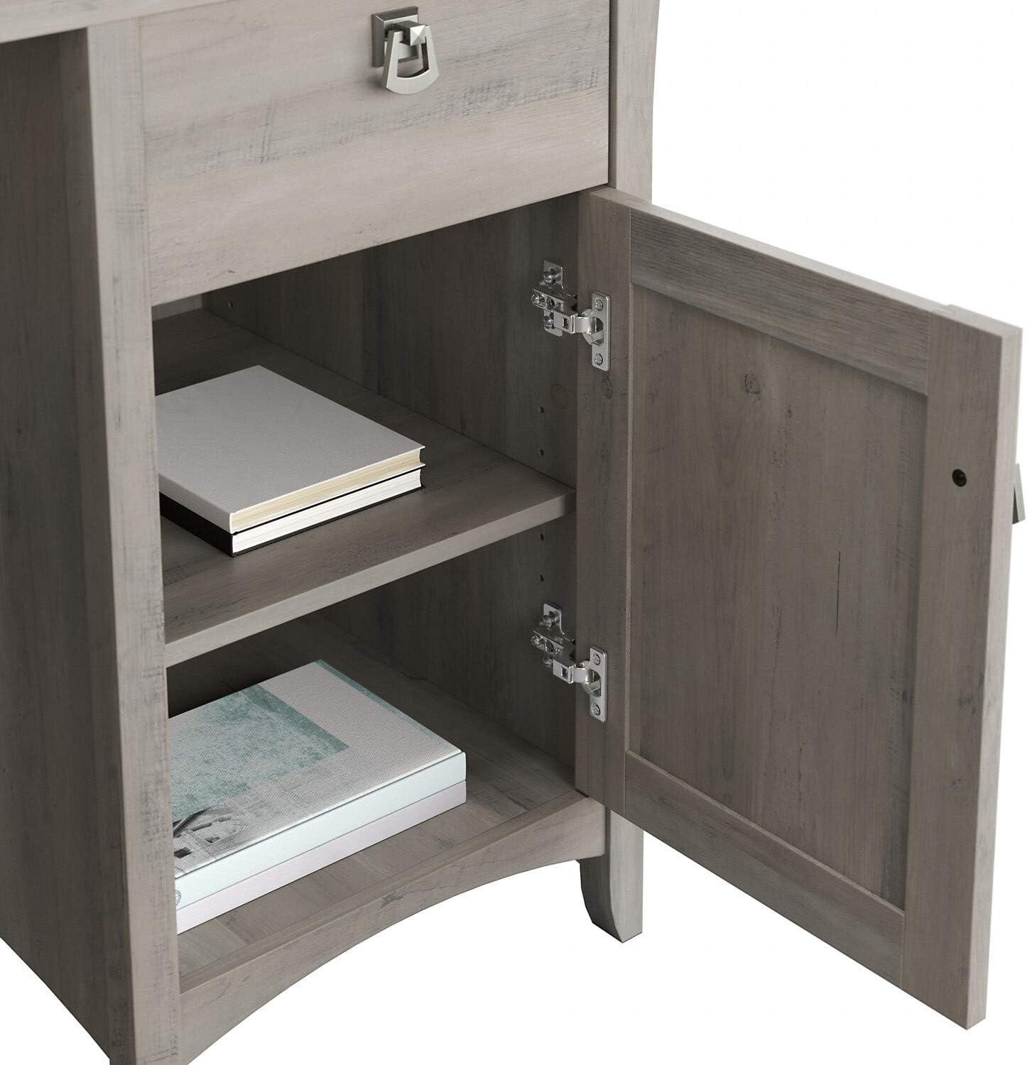 Bush Furniture Salinas 60" L Shaped Desk with Storage, Driftwood Gray