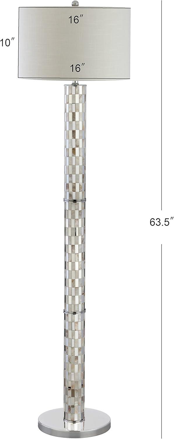 JONATHAN Y JYL1057A Liam 63.5" Seashell Mosaic LED Floor Lamp, Coastal, Traditional for living room, dinning room, bedroom, office Bulb Included, Cream