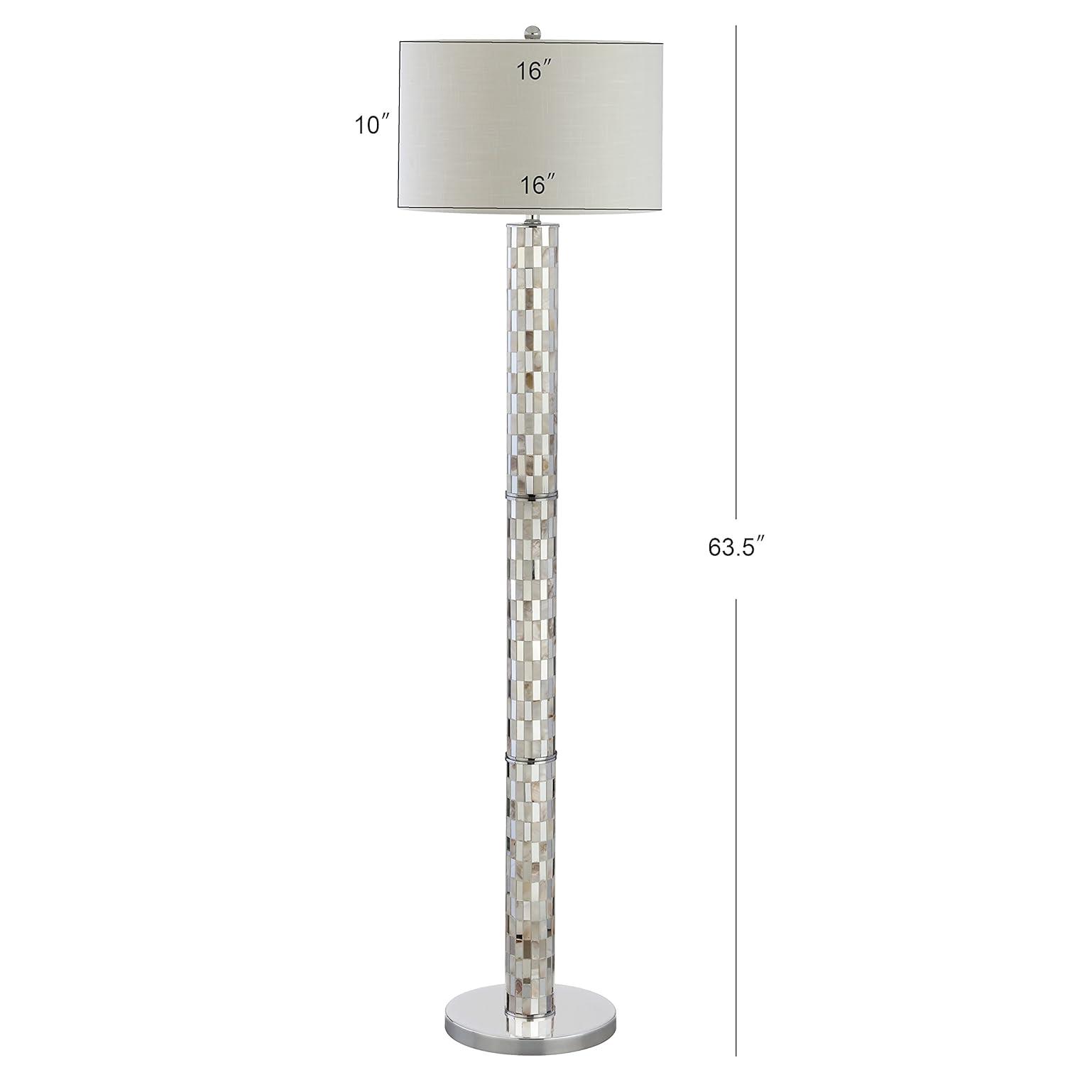 JONATHAN Y JYL1057A Liam 63.5" Seashell Mosaic LED Floor Lamp, Coastal, Traditional for living room, dinning room, bedroom, office Bulb Included, Cream