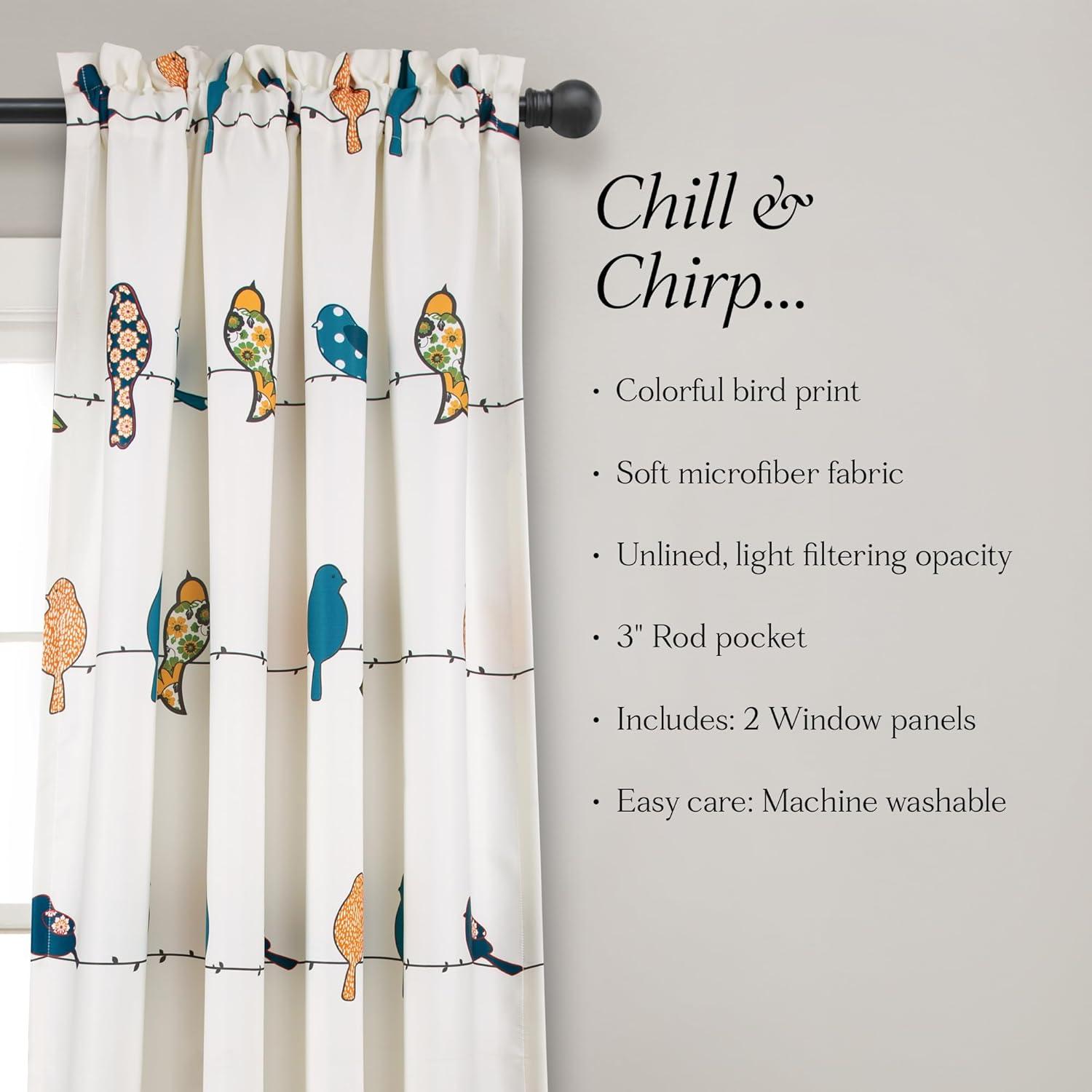 Frifoho Rowley Birds Room Darkening Thermal Rod Pocket Curtain Panels (Set of 2)