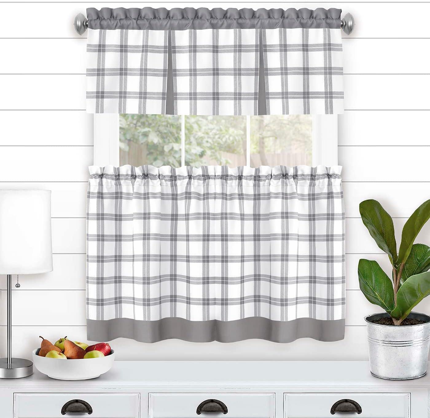 Achim Importing Co Plaid Tailored 58'' W Kitchen Curtain