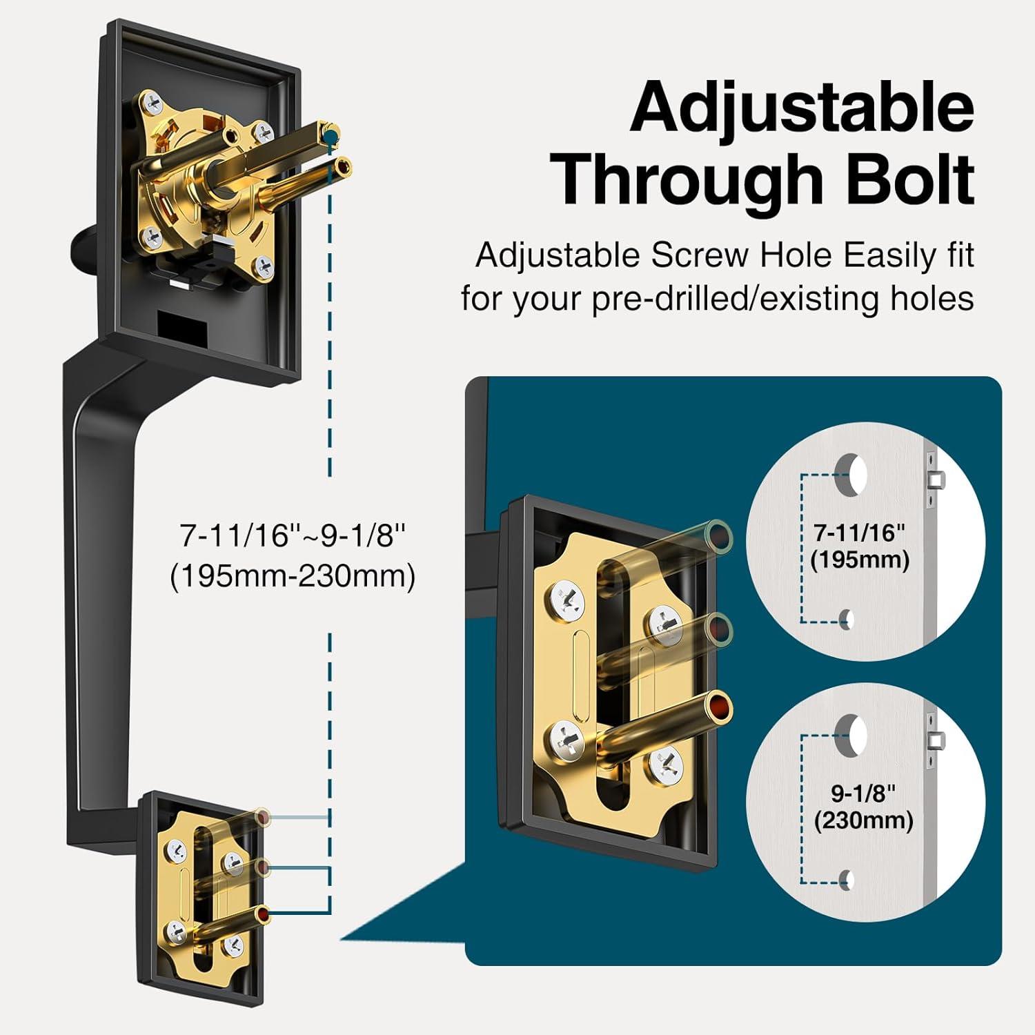 Front Door Lock Handle and Deadbolt Set,Exterior Door Handle with Door Lever,Modern Front Door Lock Set,Adjustable Deadbolt with Single Cylinder,Reversible for Right&Left