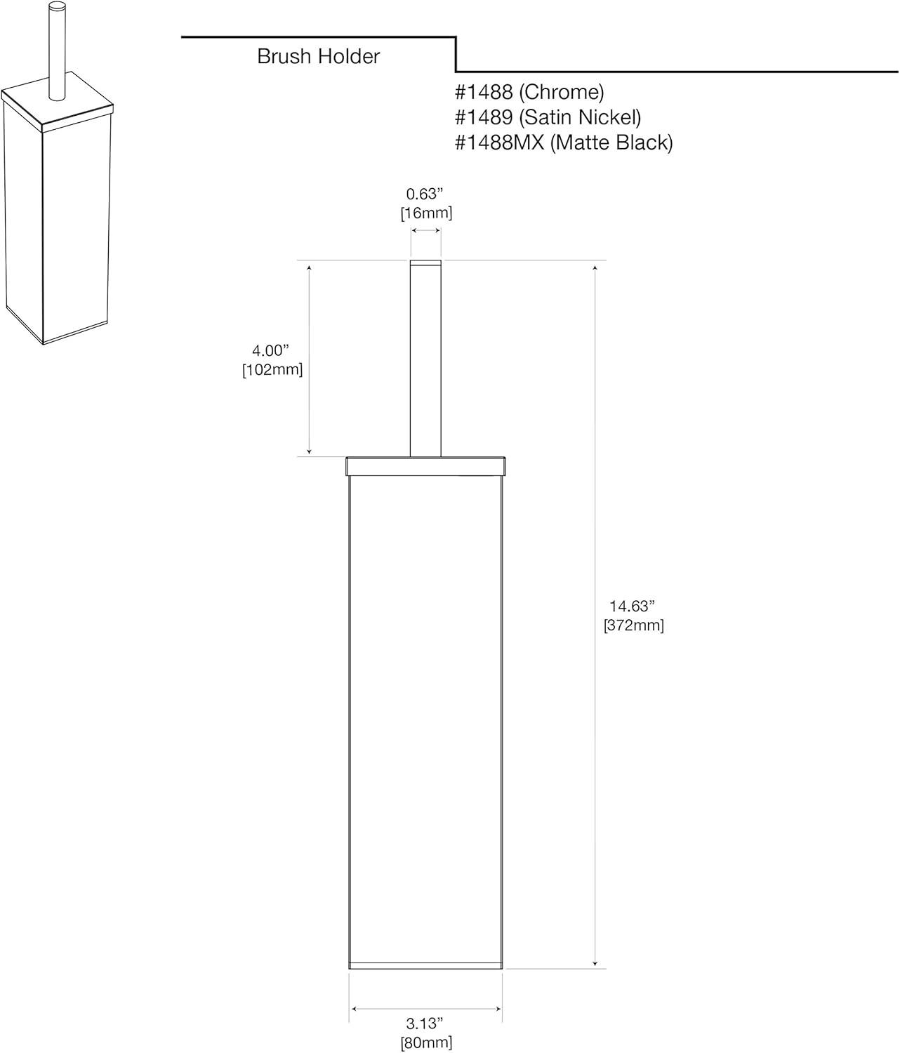 Elegant 14.63" H Toilet Brush and Square Holder