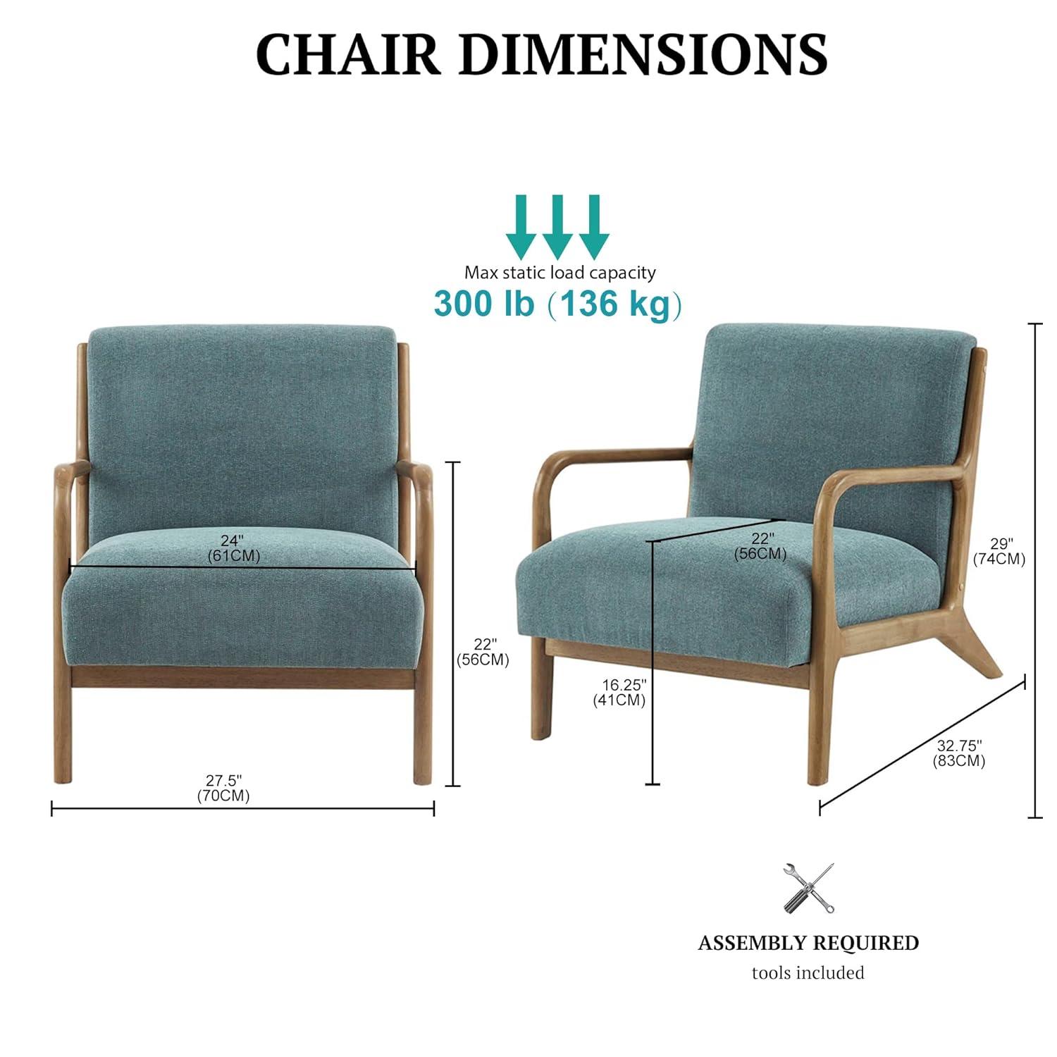 Ink+Ivy Novak Lounge Chair Teal: Upholstered Polyester, Rubberwood Frame, Spot Clean, 300lb Capacity