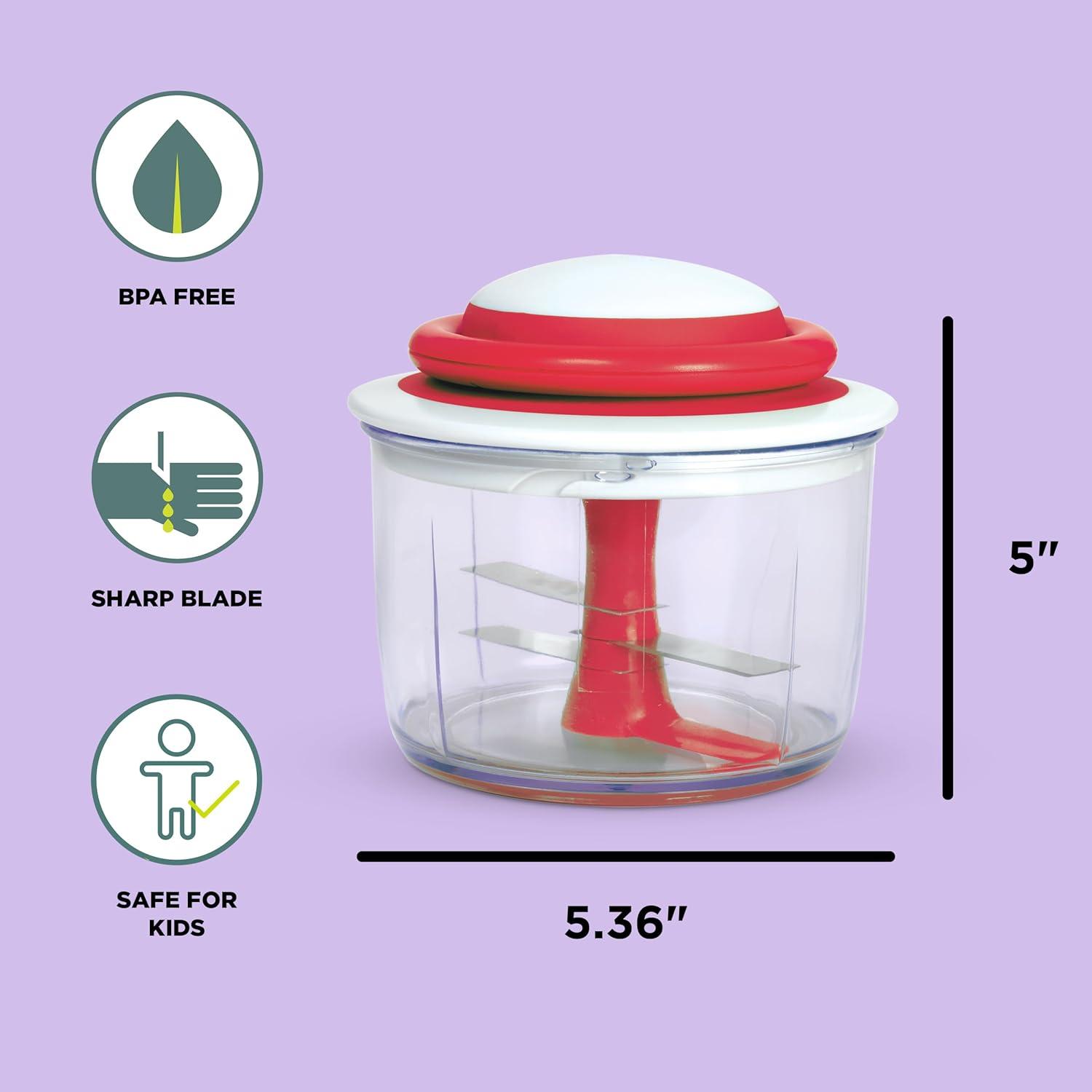 Chef'n VeggiChop Hand-Powered Food Chopper, Cherry