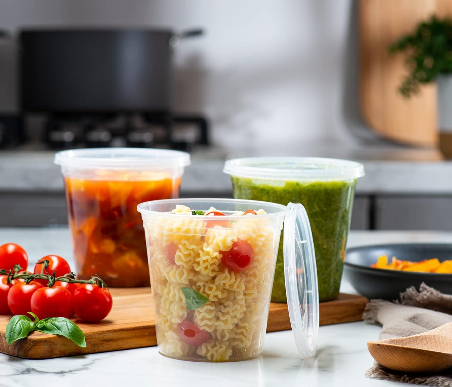 Pantry Value 24 Oz Deli Containers with Lids Food Prep Containers, 24-Pack