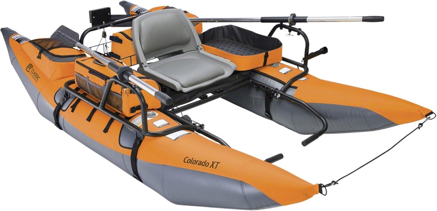 Colorado XT 9-Foot Orange and Gray Fishing Pontoon Boat