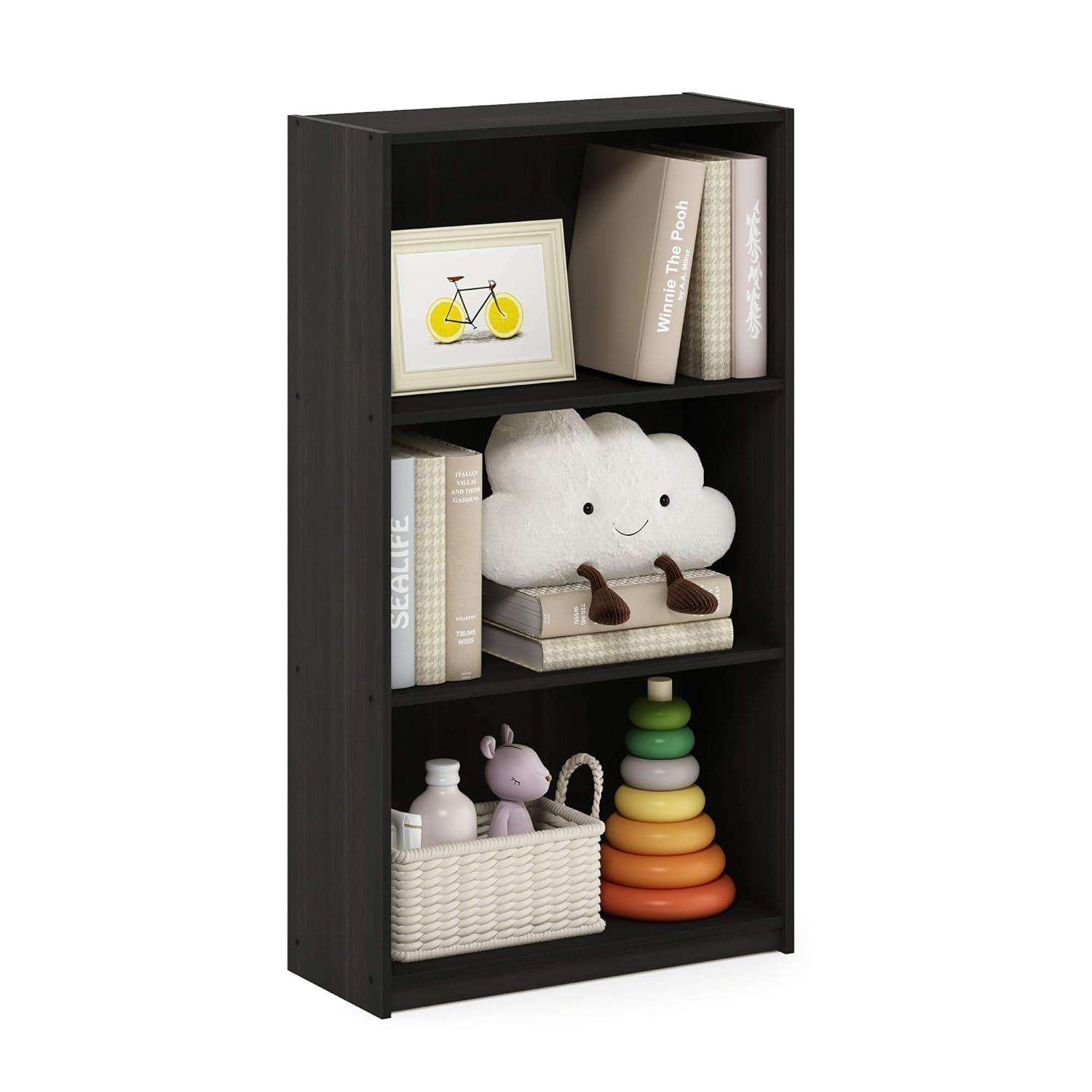 Furinno Easy Assembly 3 Cube Decorative Bookshelf Storage Display Cabinet 3-Tier Multi-functional Open Shelf,Espresso