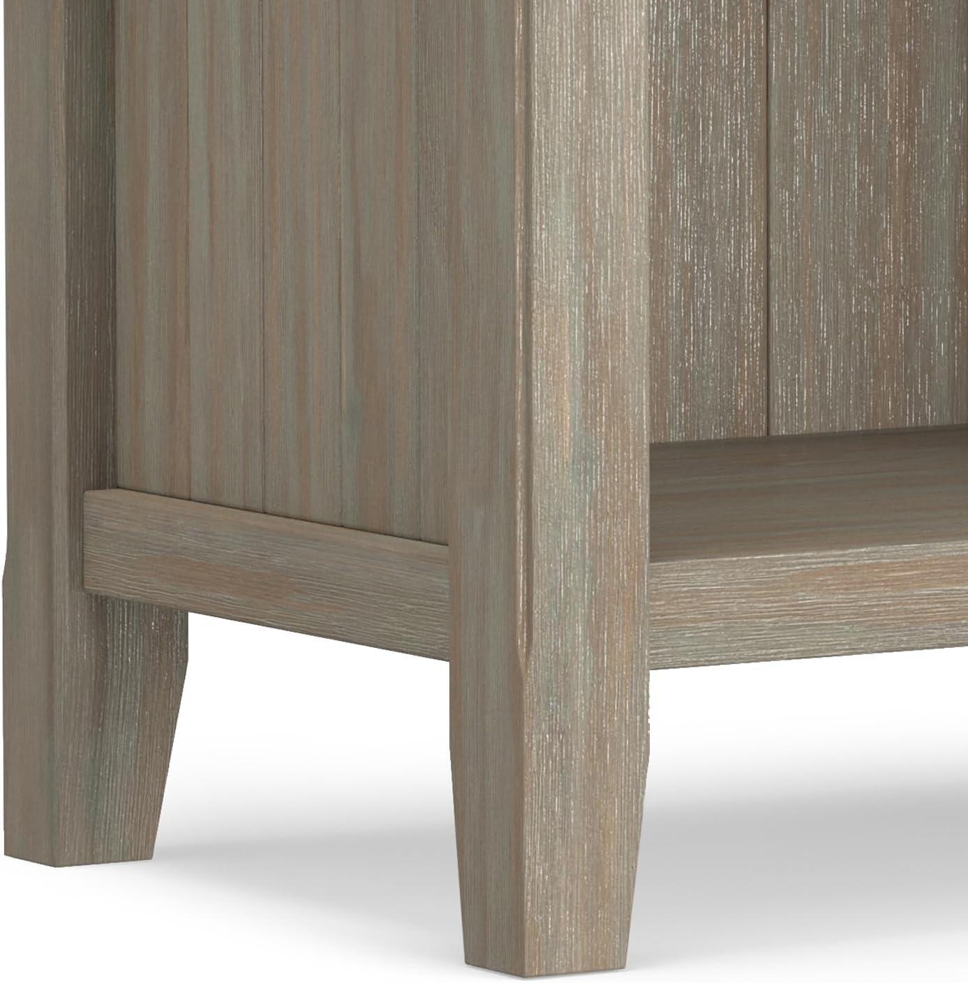 Distressed Grey Solid Pine 1-Drawer Bedside Table with Open Storage