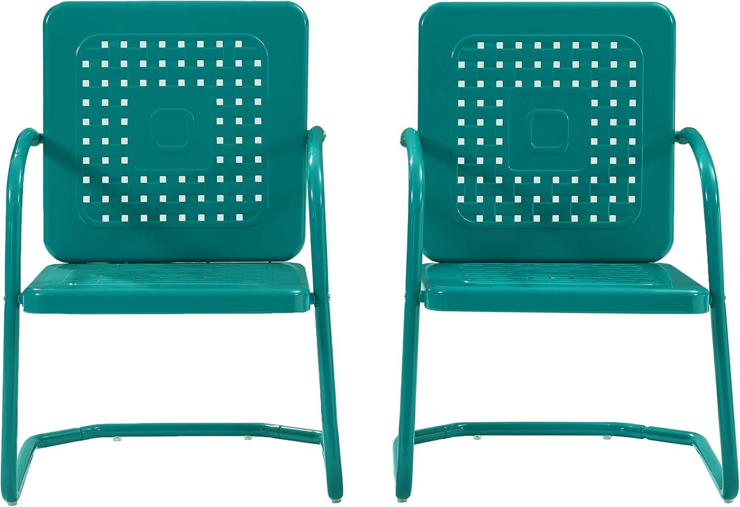 Vintage Turquoise Retro Metal Outdoor Armchair Set