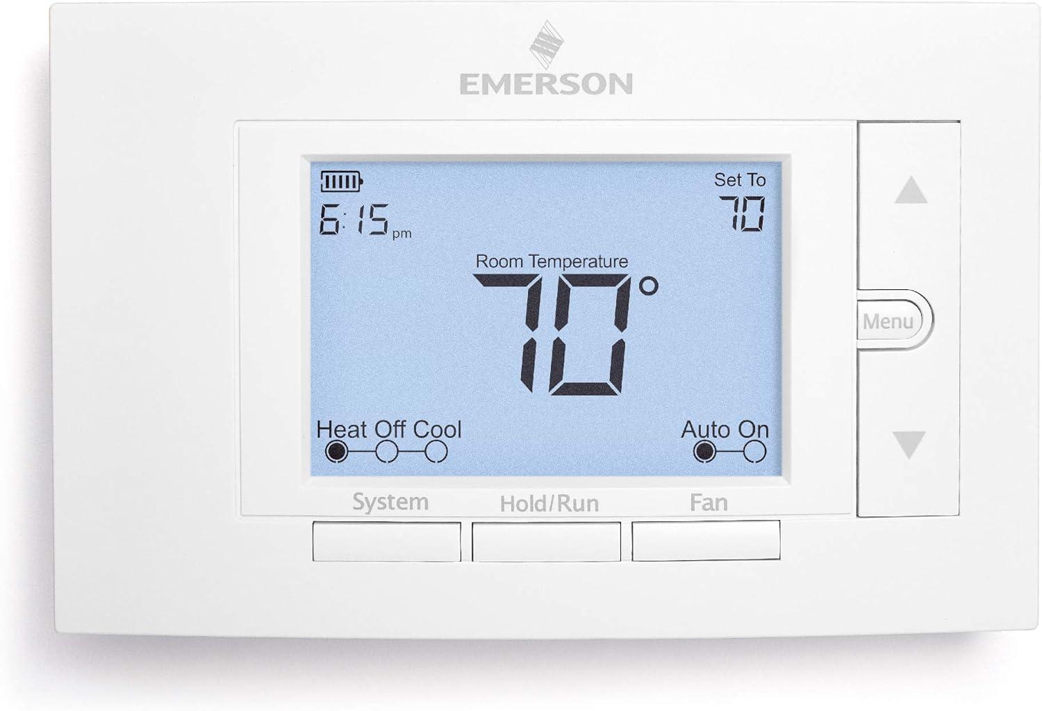 EMERSON??? 80 SERIES??? UNIVERSAL PROGRAMMABLE THERMOSTAT, 5 IN. DISPLAY, 2 HEAT / 2 COOL