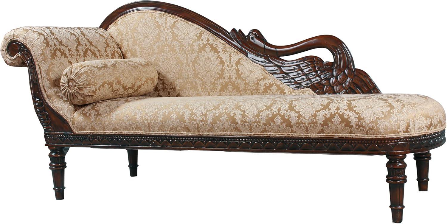 Victorian Swan Motif Hand-Carved Mahogany Fainting Couch